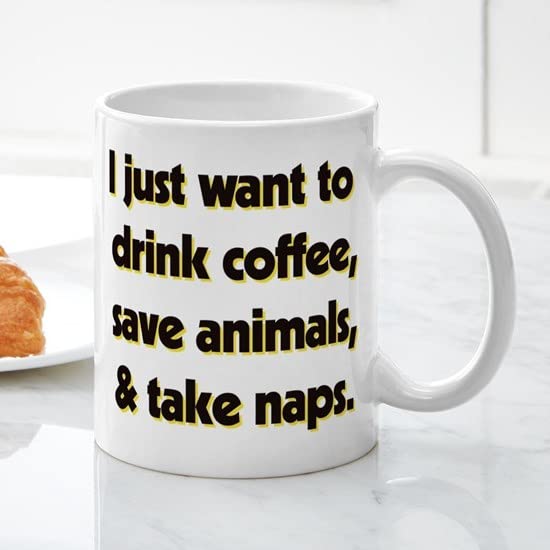 Drink Coffee Save Animals Ceramic Coffee Mug 11 oz (325 ml) - Perfect for Office, Home & Gifts - Eco-Friendly Ceramic Cup for Coffee Lovers