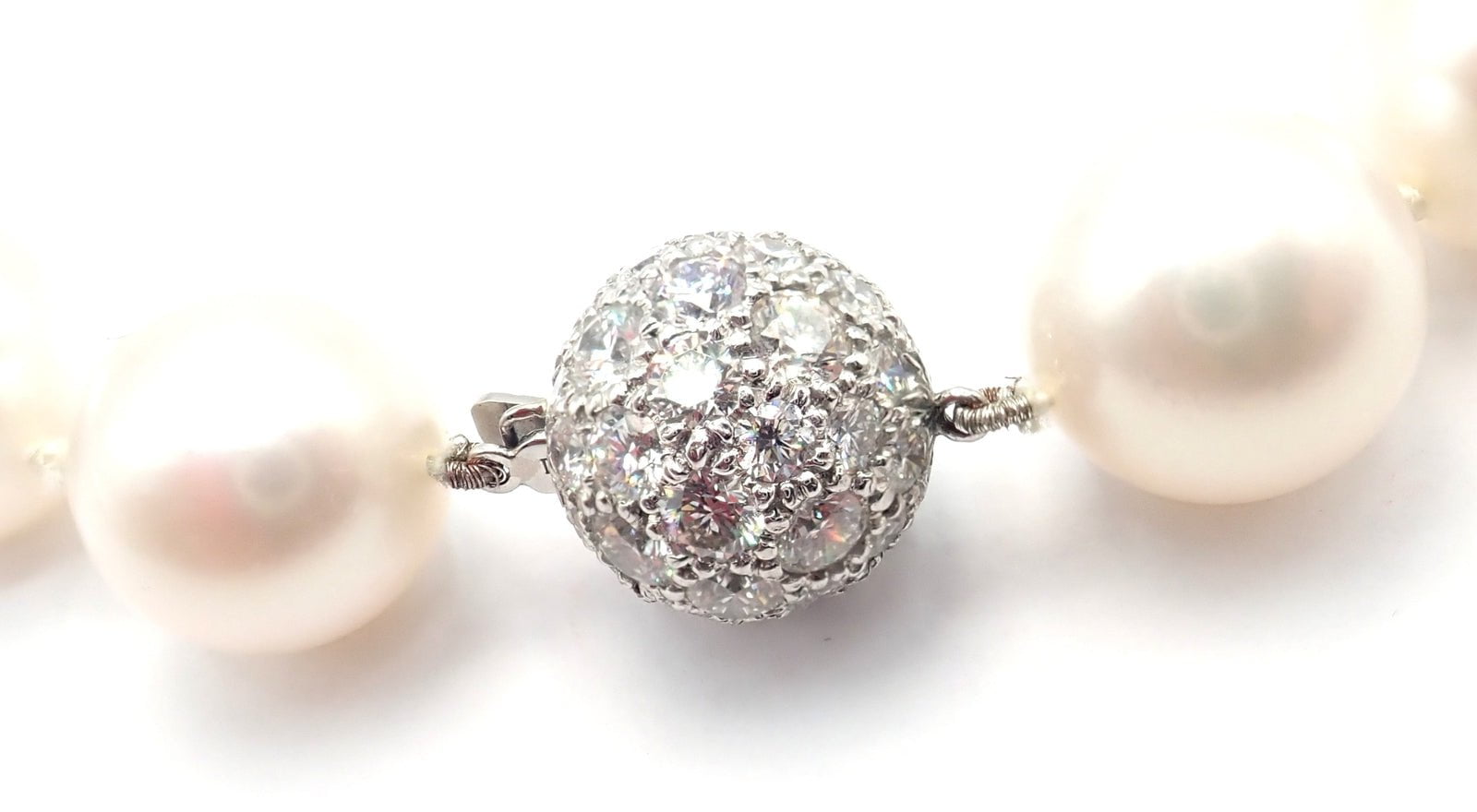 Authentic Tiffany & Co Platinum Diamond South Sea Pearl Necklace - Luxury Jewelry Gift for Women, Perfect for Weddings & Special Occasions