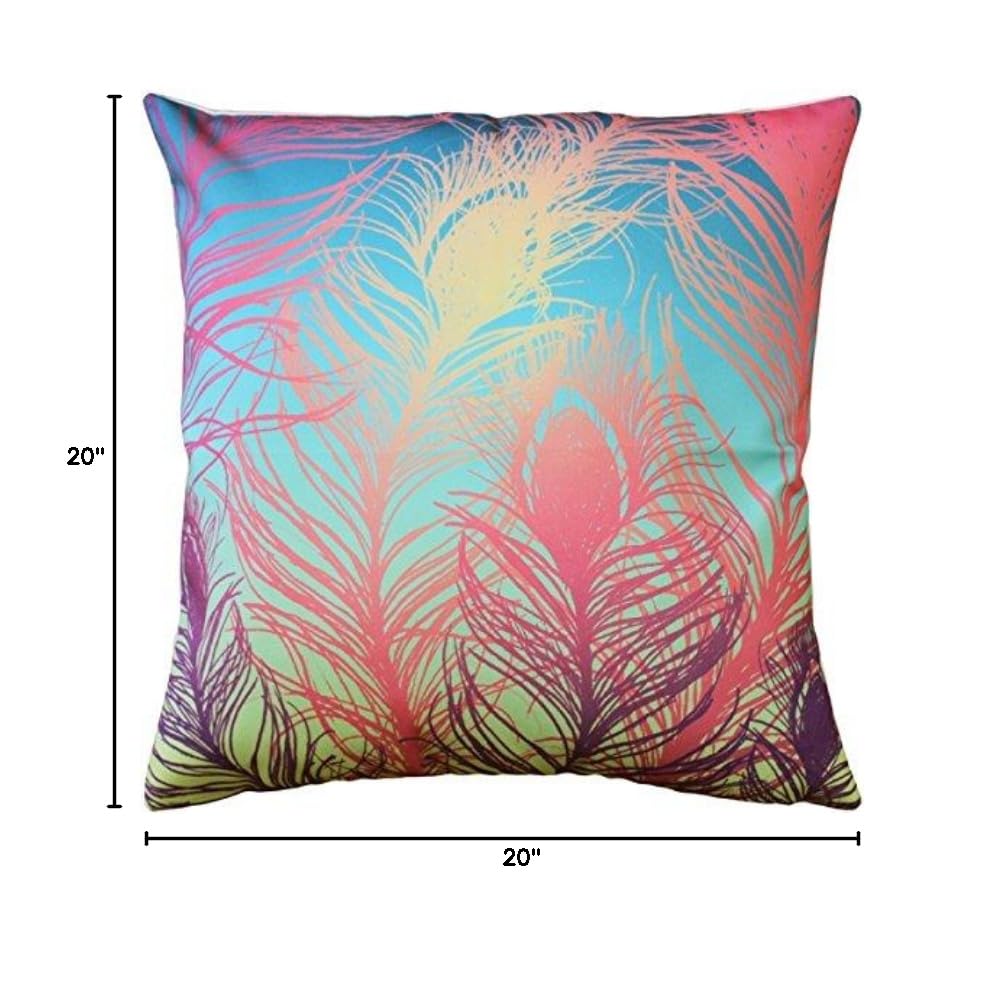 Karalina Collection Peacock Feathers Pastel Throw Pillow 20x20 - Soft Bohemian Decorative Cushion for Living Room, Bedroom & Nursery Décor