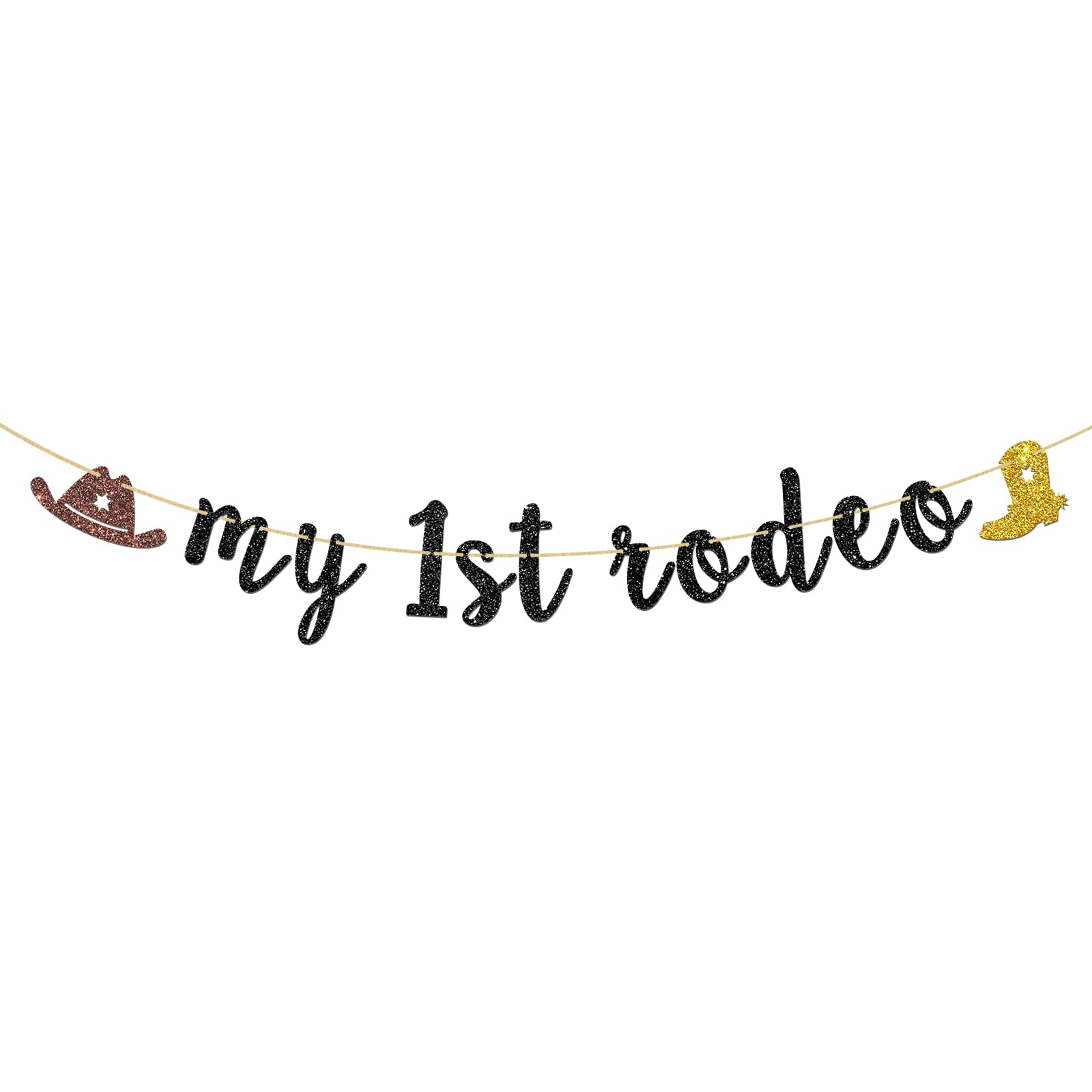 INNORU My 1st Rodeo Banner - Mexican Western Cowboy Cowgirl 1st Birthday Party Decorations with Black Glitter | Perfect for First Birthday, Baby Shower, and Western Theme Celebrations