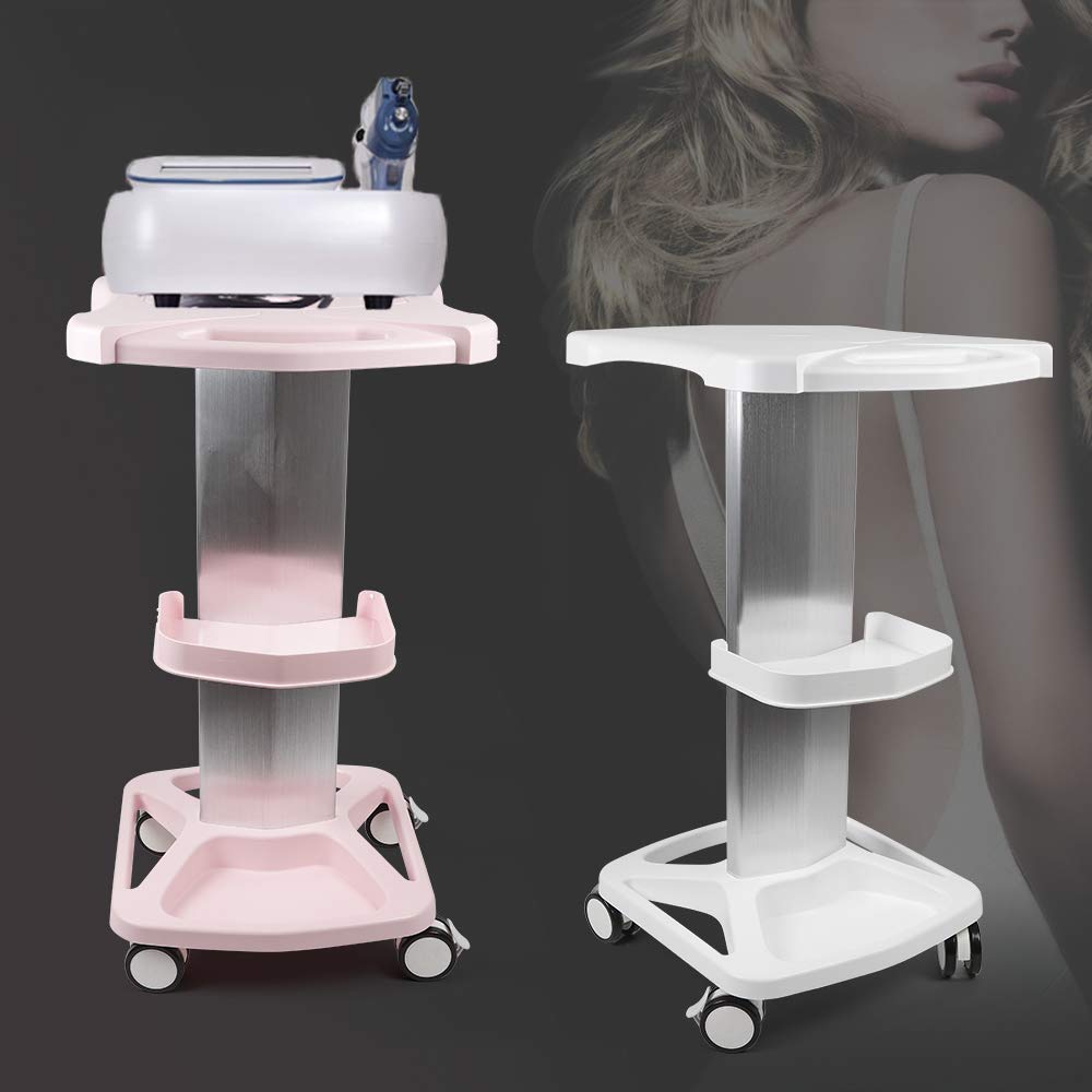 Professional Aluminum Alloy Beauty Rolling Trolley Cart with Universal Wheels - Salon Mobile Storage Stand for Hair & Beauty Tools, 33lbs Capacity (White) | Perfect for Salon Organization, Home Beauty Stations & Mobile Styling Services