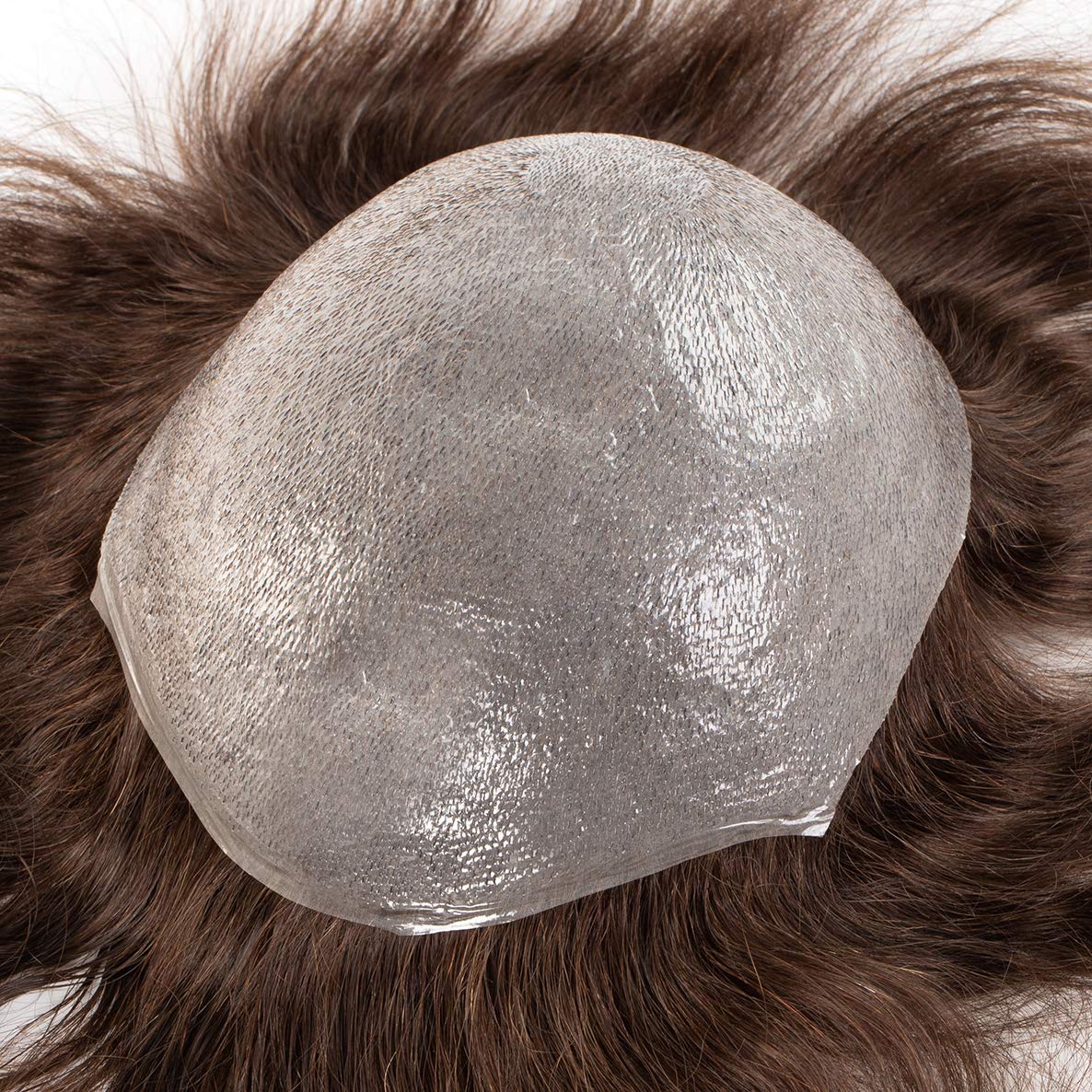 Premium 8x10 Inch Men's Hair Replacement System - 100% Human Hair Toupee with 0.03mm Ultra Thin Skin & V-loop Technology - Light-Medium Density Natural Brown Hairpiece for Daily Wear & Special Occasions