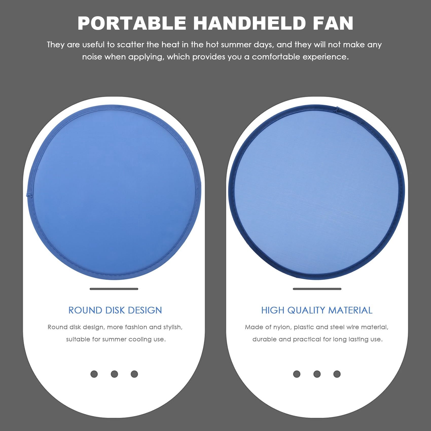 10 Pack Blue Round Folding Fans - Handheld Paper Fans for Cooling, Wedding Decor, Photo Props & Chinese Traditional Dance Accessories