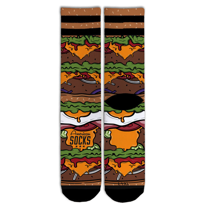 American Socks Signature Burger Mid High Socks - Comfortable Cotton Crew Socks for Men & Women - Perfect for Casual Wear, Sports, and Everyday Use