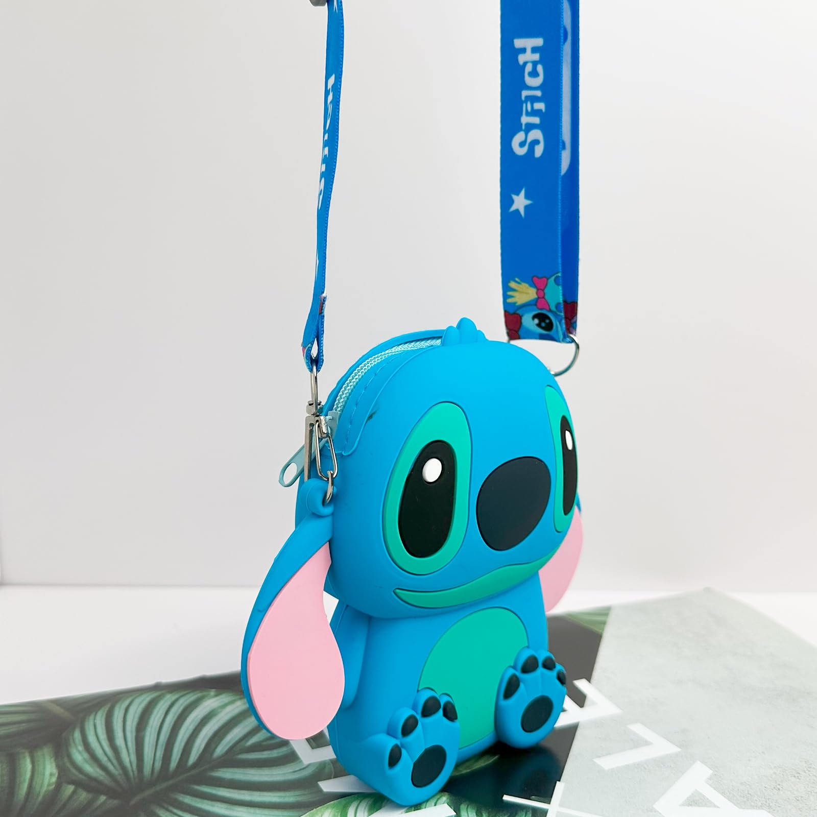 Cute Stitch Crossbody Bag for Women & Girls - Adjustable Shoulder Strap, Kawaii Silicone Handbag with Zipper - Perfect for School, Travel, Shopping & Cosplay Accessories
