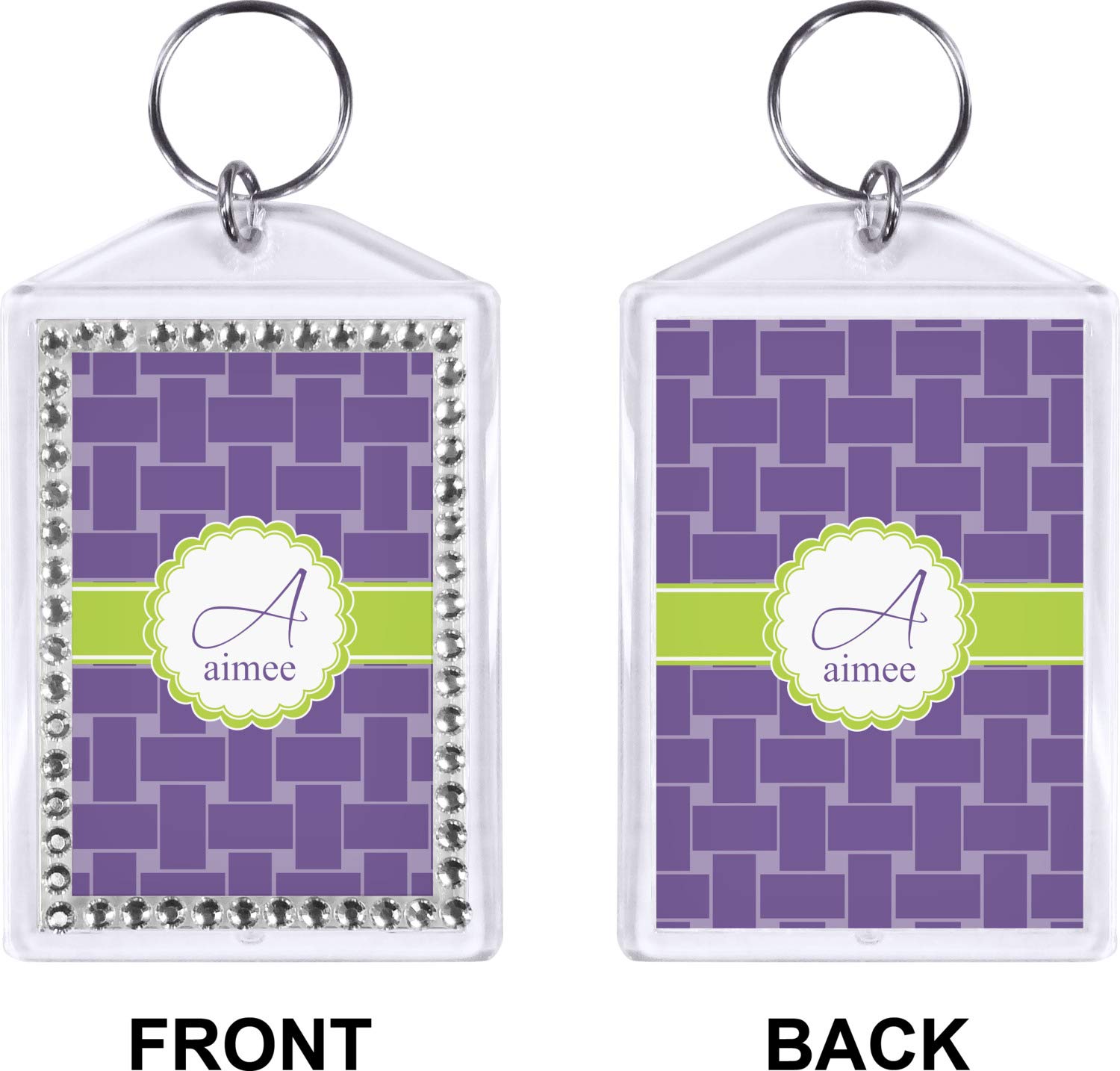 YouCustomizeIt Personalized Waffle Weave Bling Keychain - Custom Name Keyring for Women & Girls - Perfect for Gifts, Backpacks, and Purse Accessories