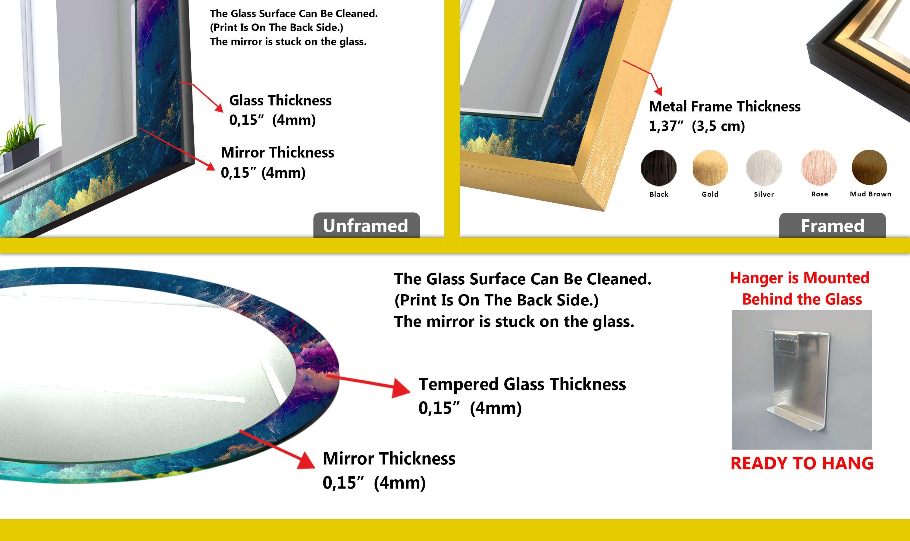 Blue & Purple Lightning Wall Mirror - Modern Decorative Mirror for Living Room, Bedroom, or Entryway - Shatterproof & Stylish Home Decor Accent