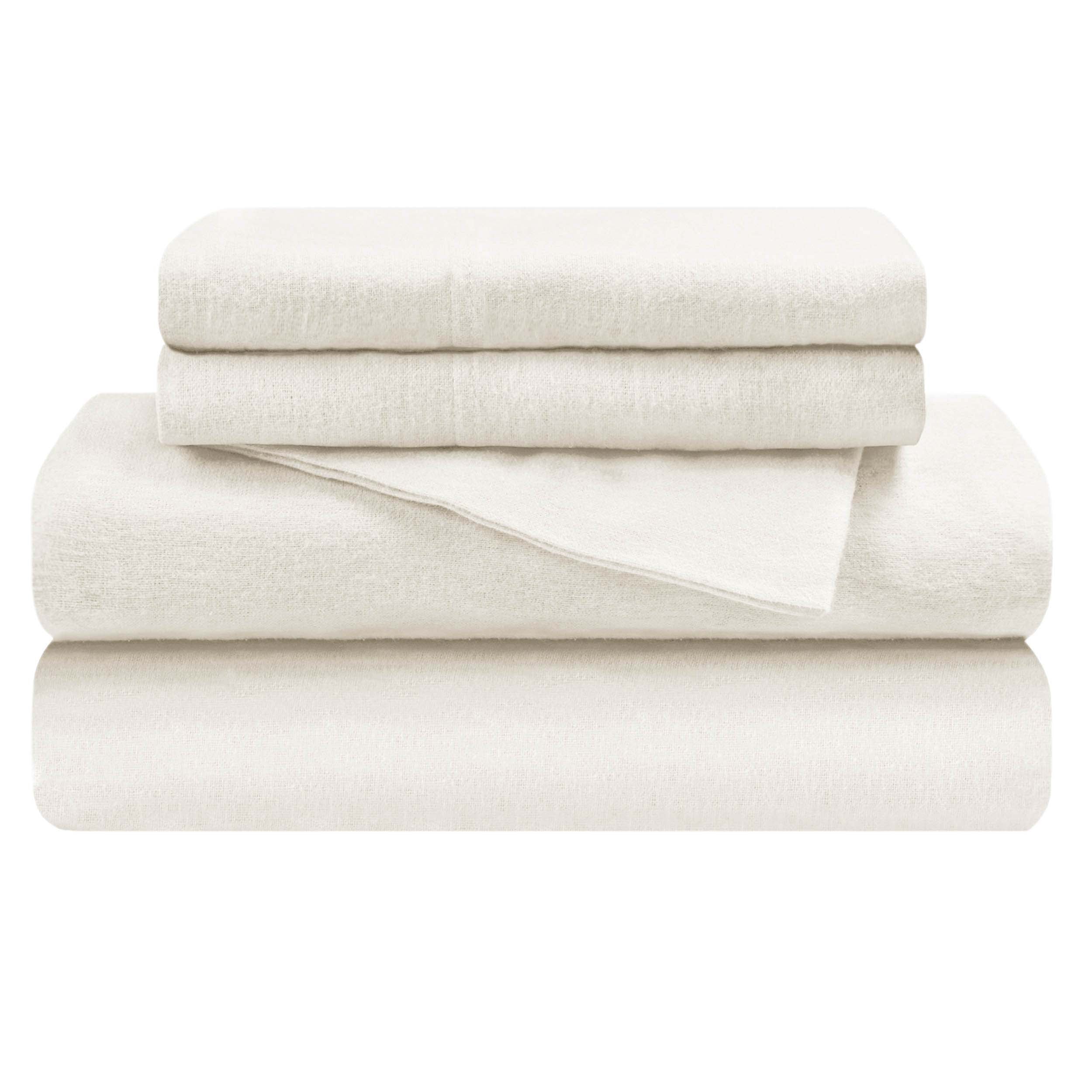Premium Cotton Flannel Trellis Solid Deep Pocket Sheet Set - Ultra Soft & Cozy Bedding for Winter - Perfect for Cold Nights, Guest Rooms & Cozy Home Decor