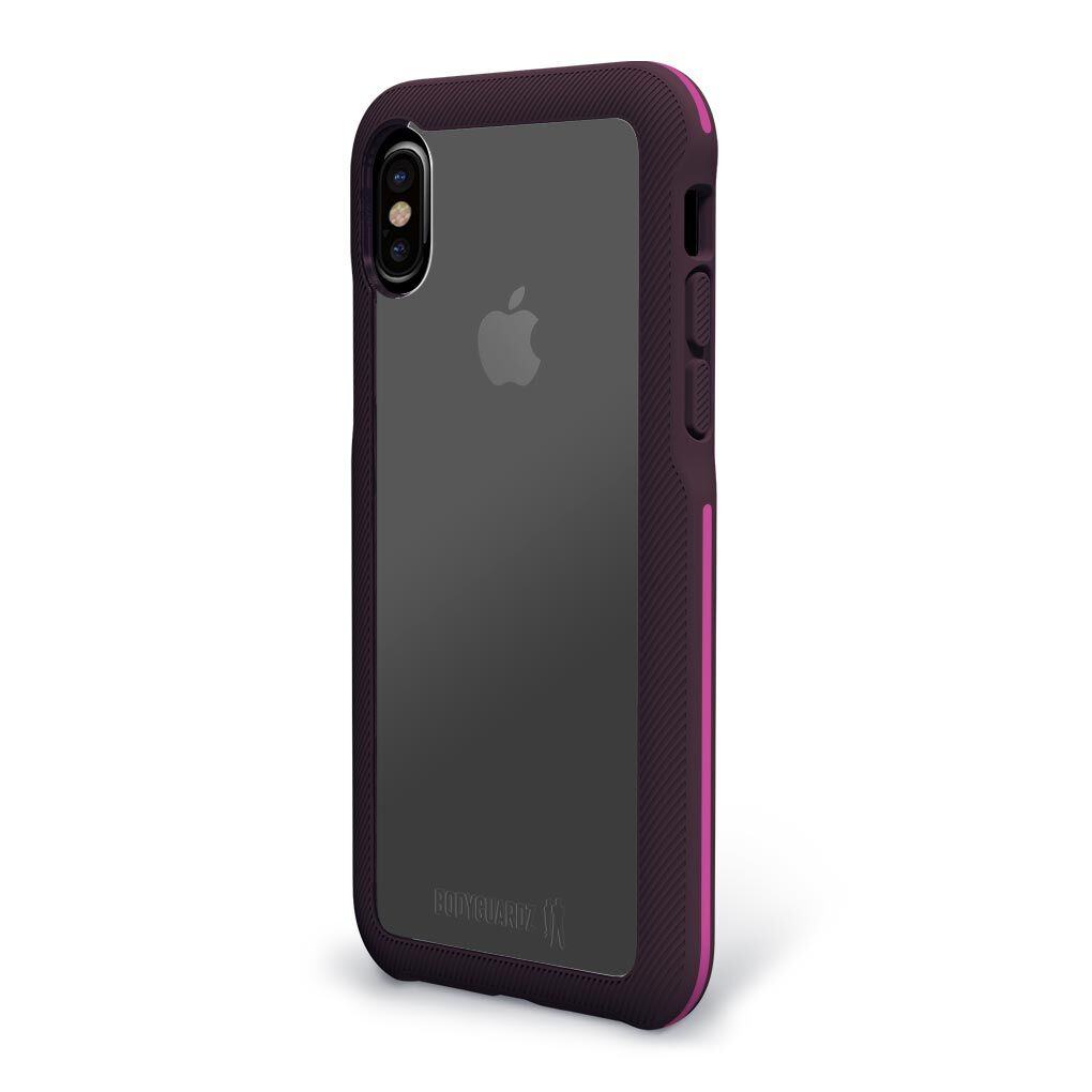 BodyGuardz TRAINR Shockproof Case for iPhone X/XS - Sleek Purple & Pink Design | Perfect for Gym, Running & Outdoor Activities