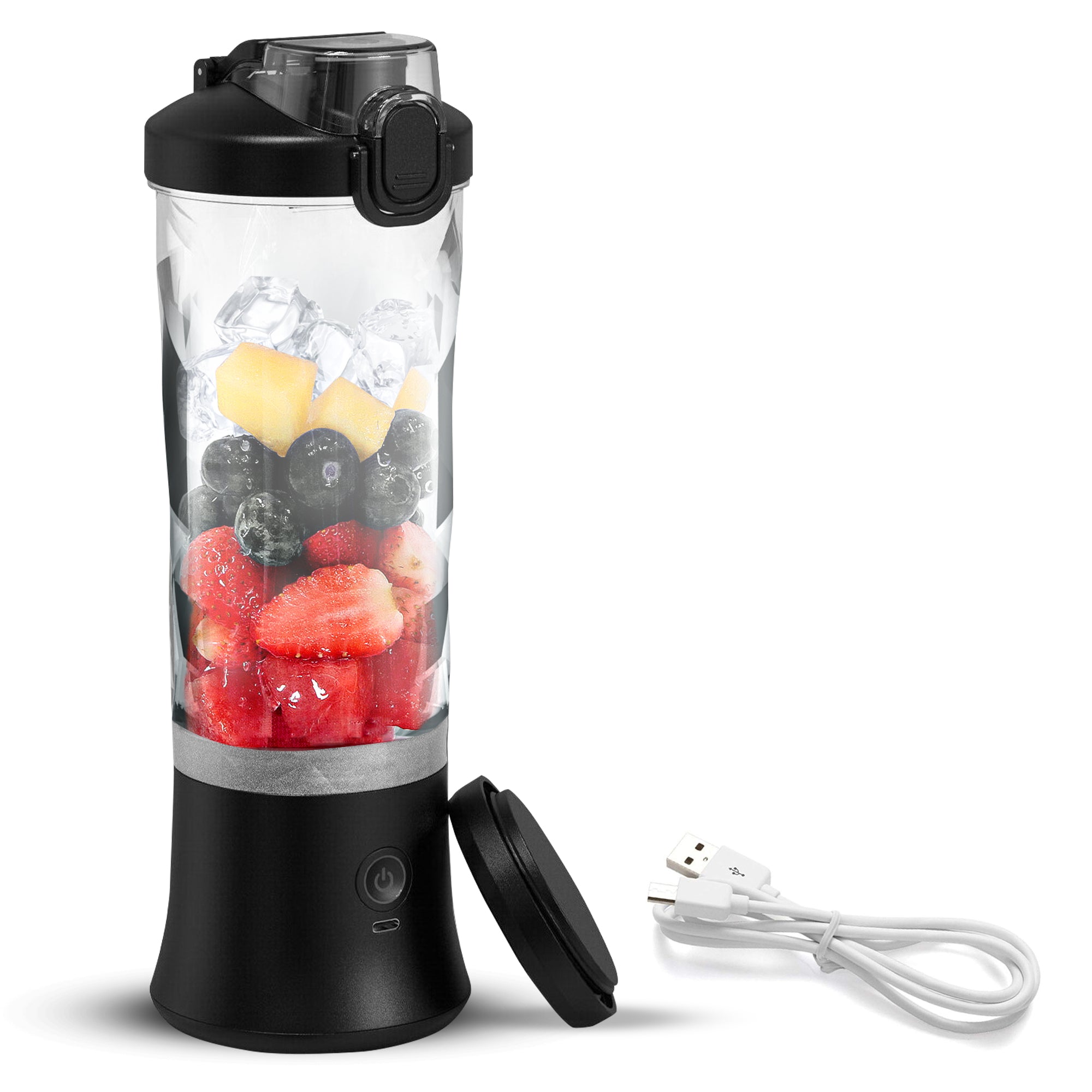 Total Chef Portable Blender 20oz (600mL) - USB-C Rechargeable Mini Blender for Smoothies, Protein Shakes & Juices - 6 Stainless Steel Blades, Leakproof Travel Lid - Perfect for Gym, Office & Travel - Black