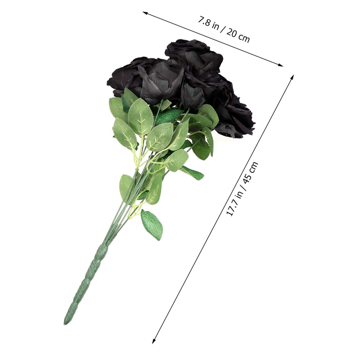 7 Black Artificial Roses - Realistic Fake Flower Stems for Wedding Bouquets, Party Decor, and Home Decoration | Elegant Black Rose Centerpieces for Weddings, Events, and Table Arrangements