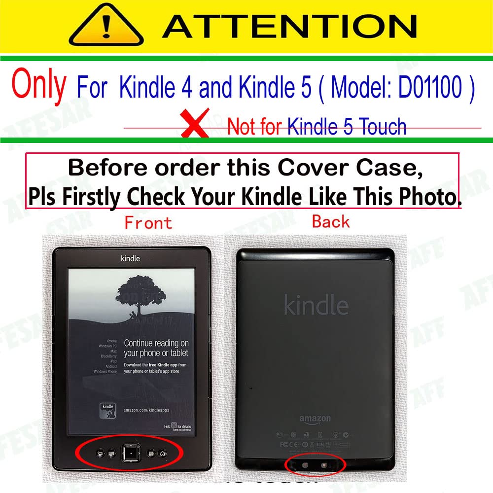 Premium Synthetic Leather Folio Cover for Kindle Basic 4 & Kindle 5 (Model D01100) - Protective Case with Auto Sleep/Wake - Perfect for Reading, Travel & Daily Use (Red)