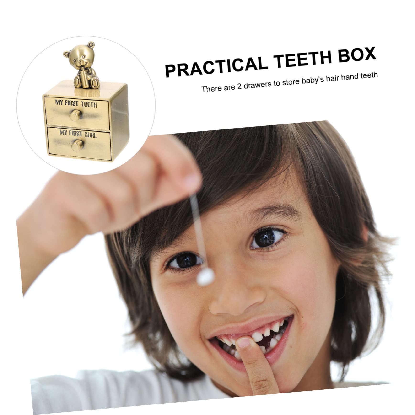Toyvian 5-Piece Baby Tooth Keepsake Box Set - Zinc Alloy Storage Case for Boys & Girls' Deciduous Teeth - 2 Compartments Organizer - Perfect for Baptisms, Christmas, Birthdays & First Tooth Milestones