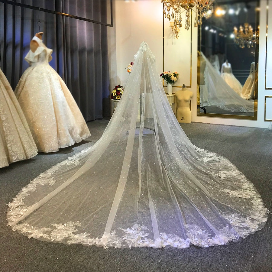 Luxury Long Train Wedding Veil - Elegant Cathedral Length Bridal Veil for Romantic Ceremonies & Formal Weddings