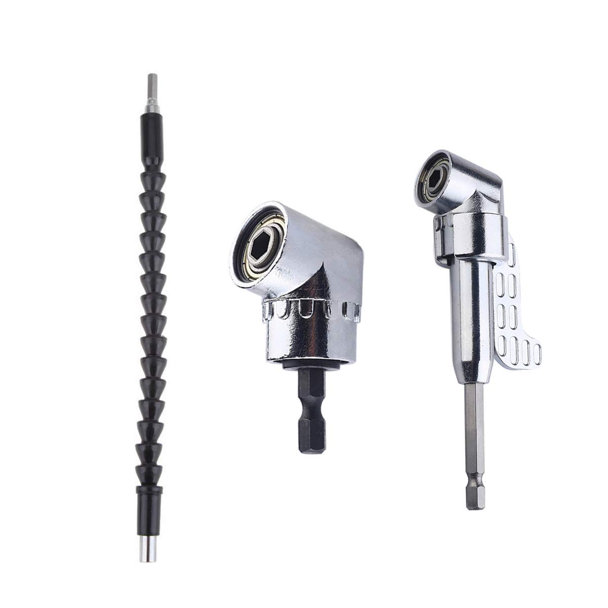 105 Degree Right Angle Drill Adapter - Flexible Shaft Extension Bit with 1/4