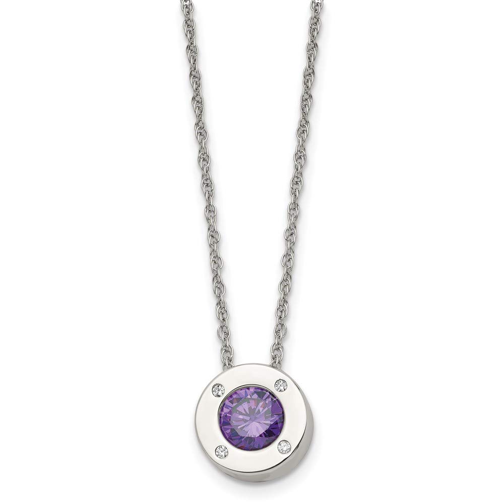 Black Stainless Steel CZ Birthstone Necklace - 20