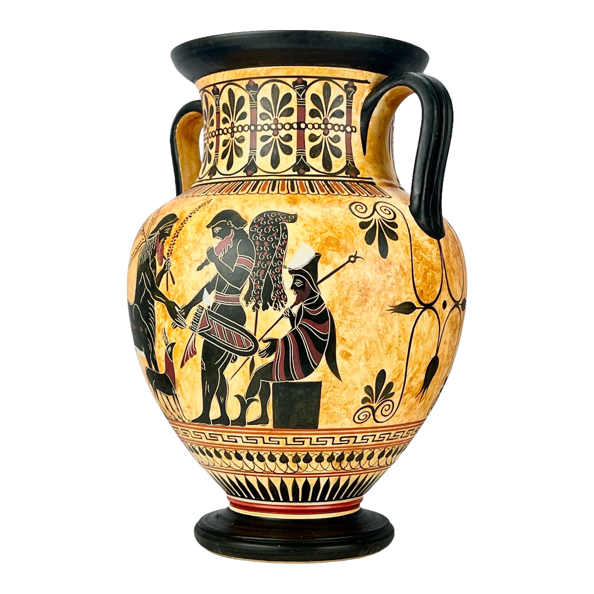Ancient Greek Pottery Ceramic Vase - Amphora Olive Gathering Heracles Centaur Pholus Design | Handcrafted Art for Home Decor, Museum Replica & Greek Mythology Lovers