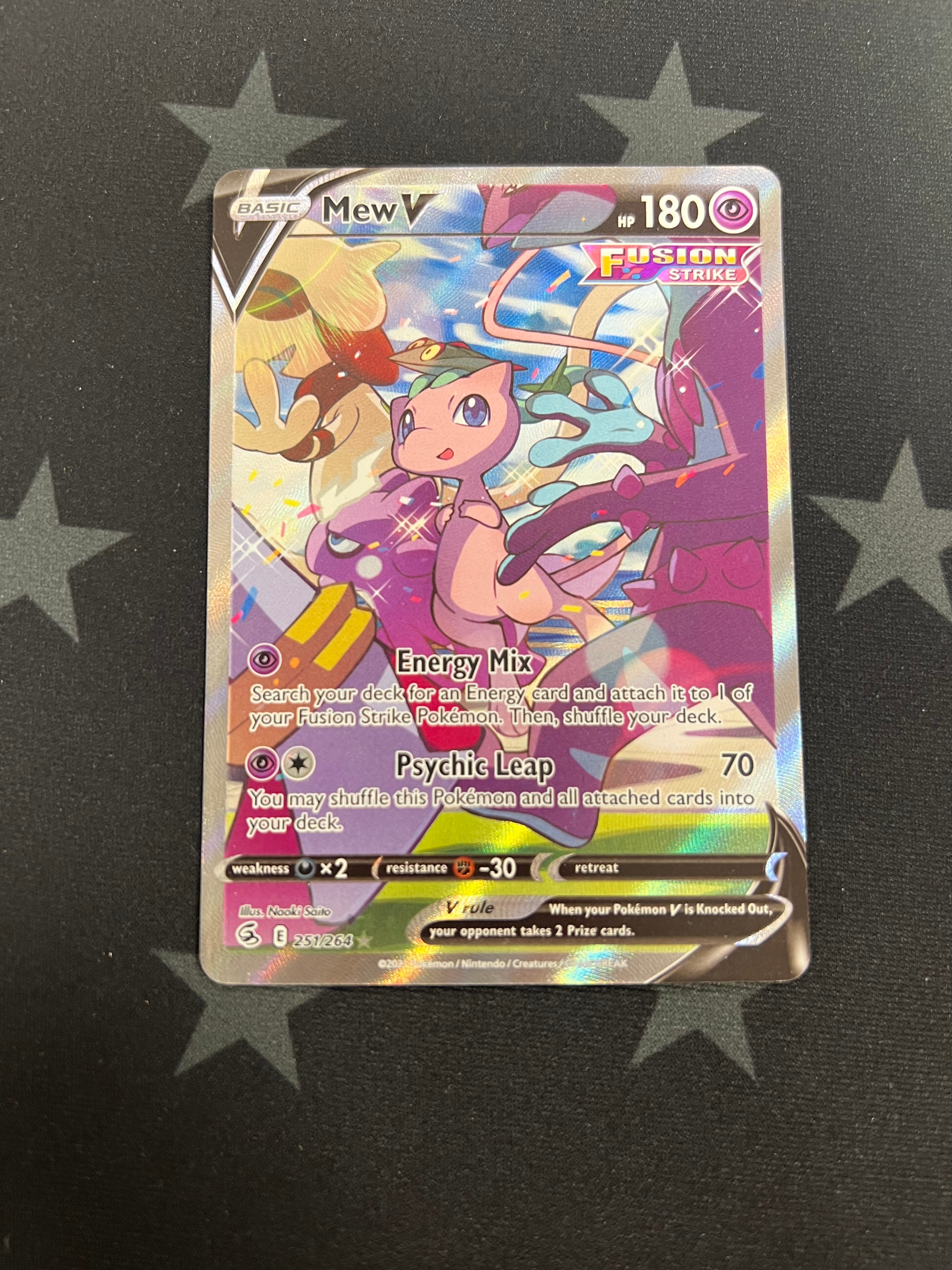 2021 Pokemon Mew V 251/264 Fusion Strike Alternate Full Art Card - Rare Collectible for Trading Card Game Battles & Display