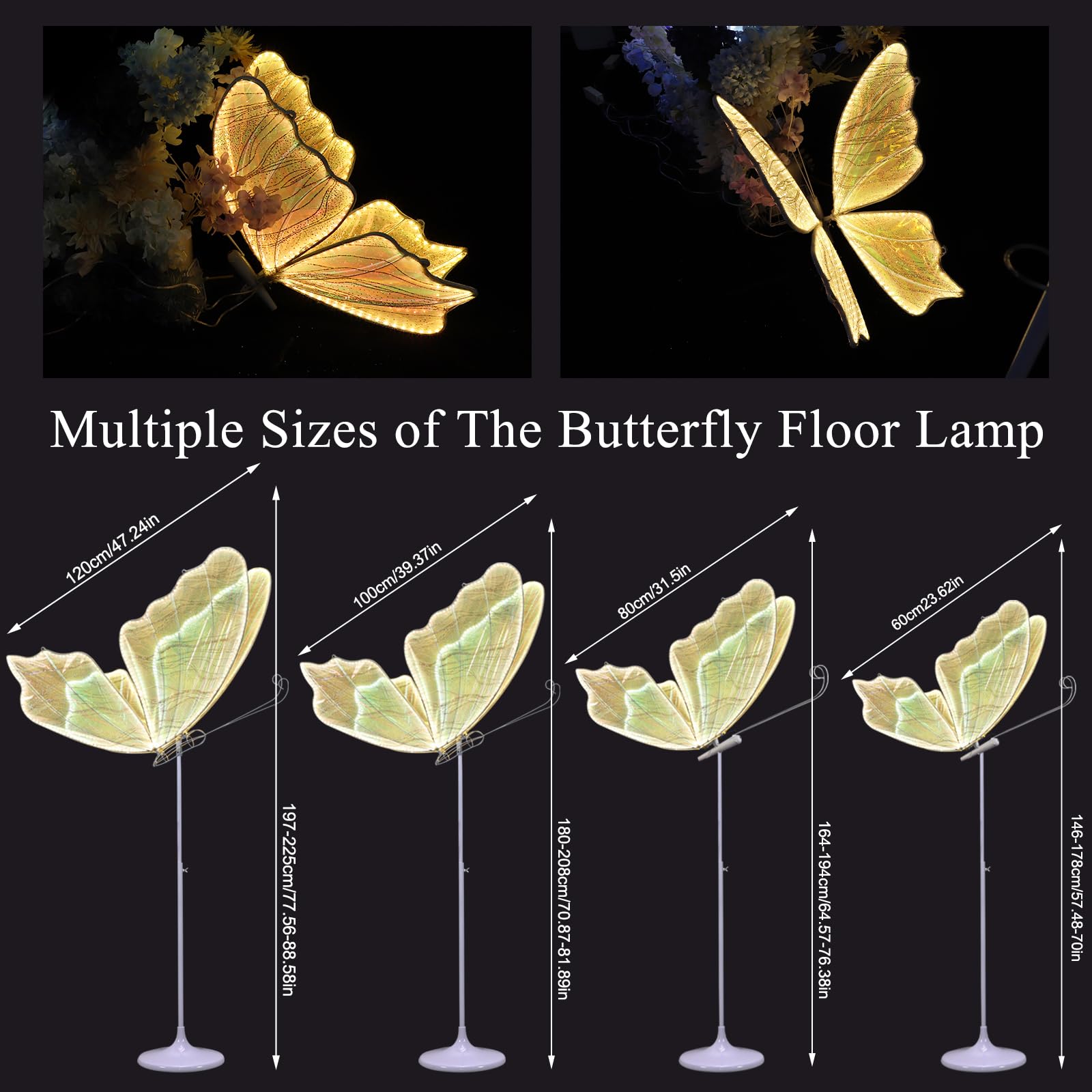 2PCS Butterfly Floor Lamp - 31.4in Warm White LED Wedding Decor, Romantic Ceiling & Party Lighting for Wedding, Anniversary, Baby Shower & Home Decoration