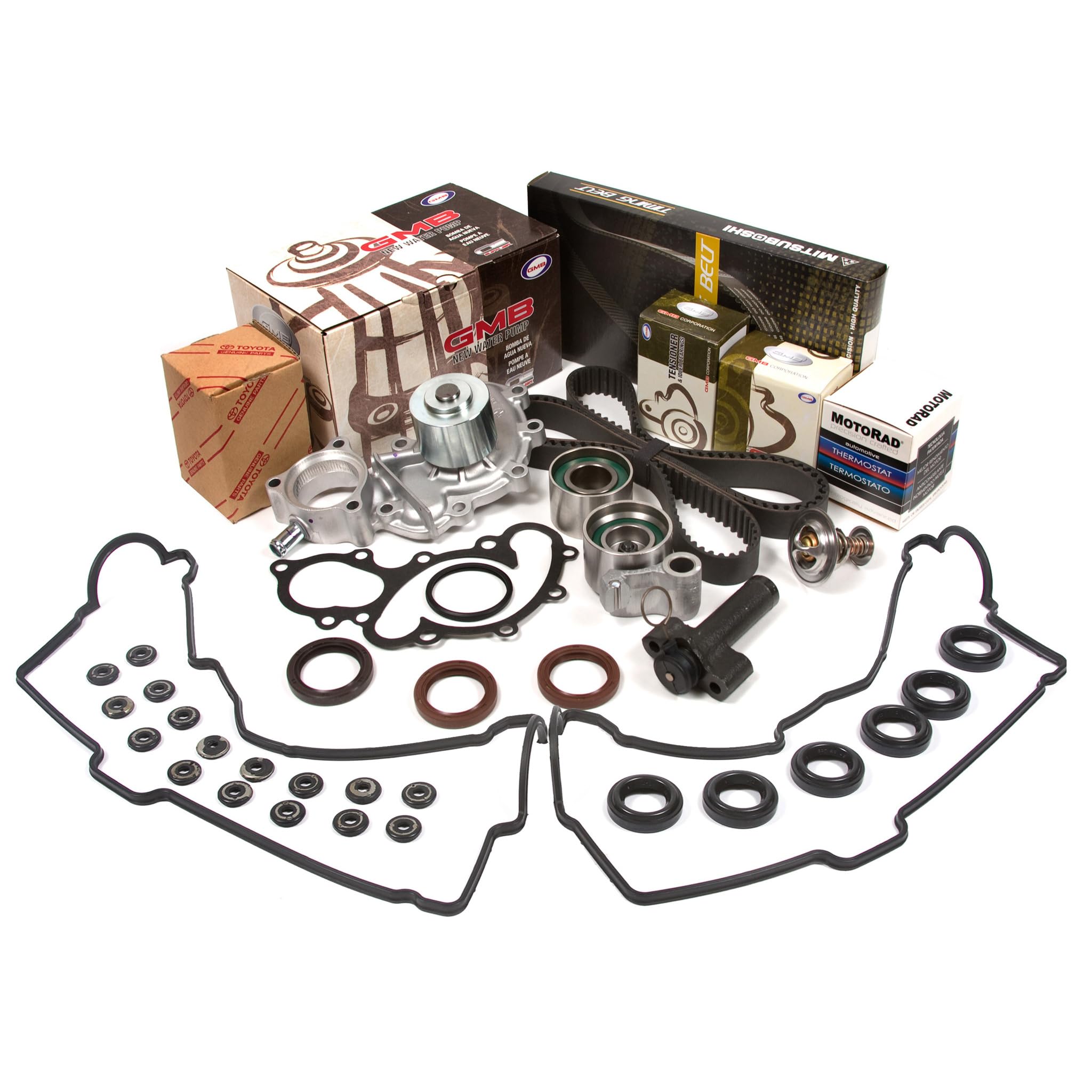 GMB Timing Belt Kit with Thermostat & Water Pump for Toyota Tacoma 3.4L 5VZFE - Complete Engine Maintenance Kit for Smooth Performance & Longevity