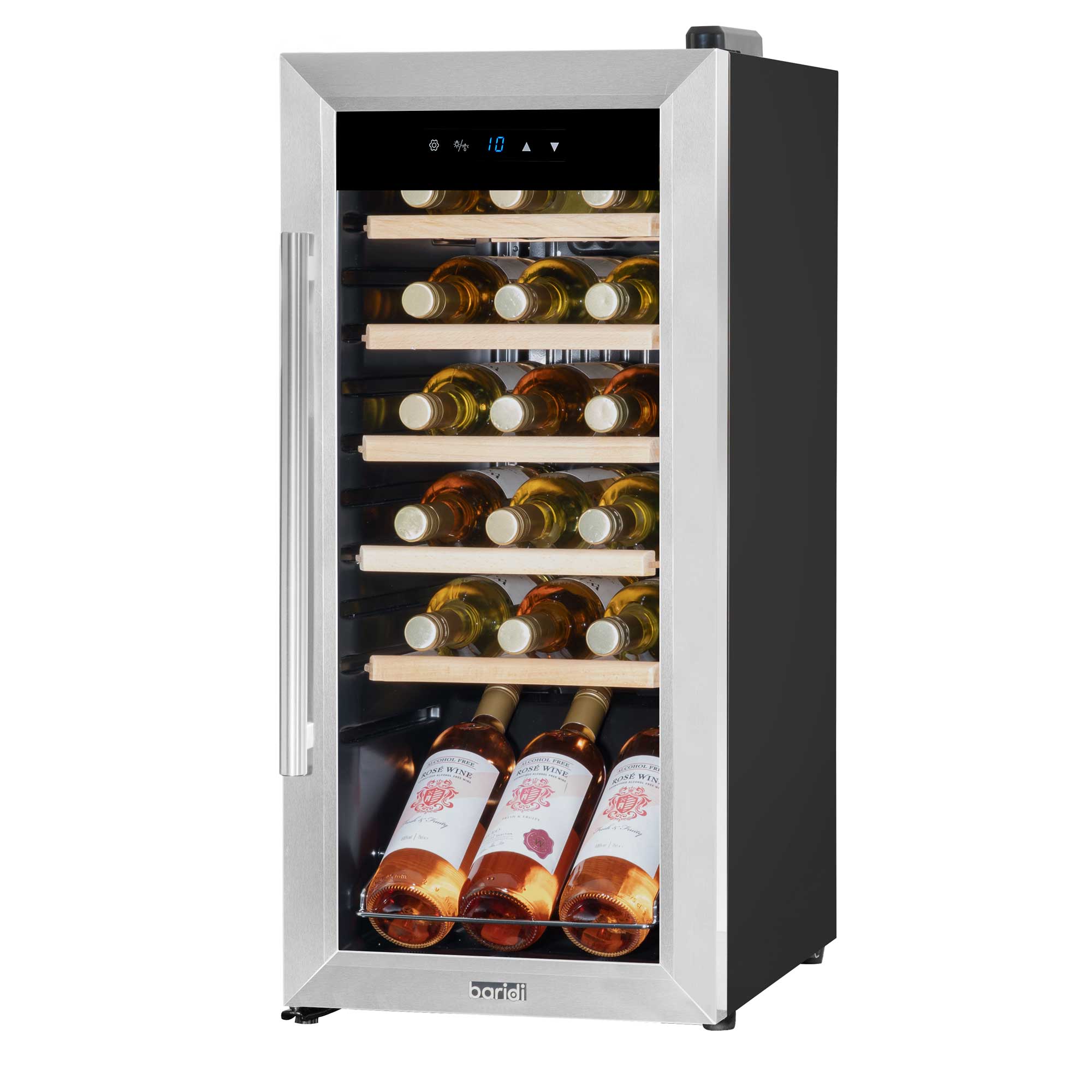 Baridi 18 Bottle Dual Zone Wine Cooler Refrigerator - Touch Screen Control, LED Lighting, Stainless Steel Design - Perfect for Home Bars, Restaurants, and Wine Cellars