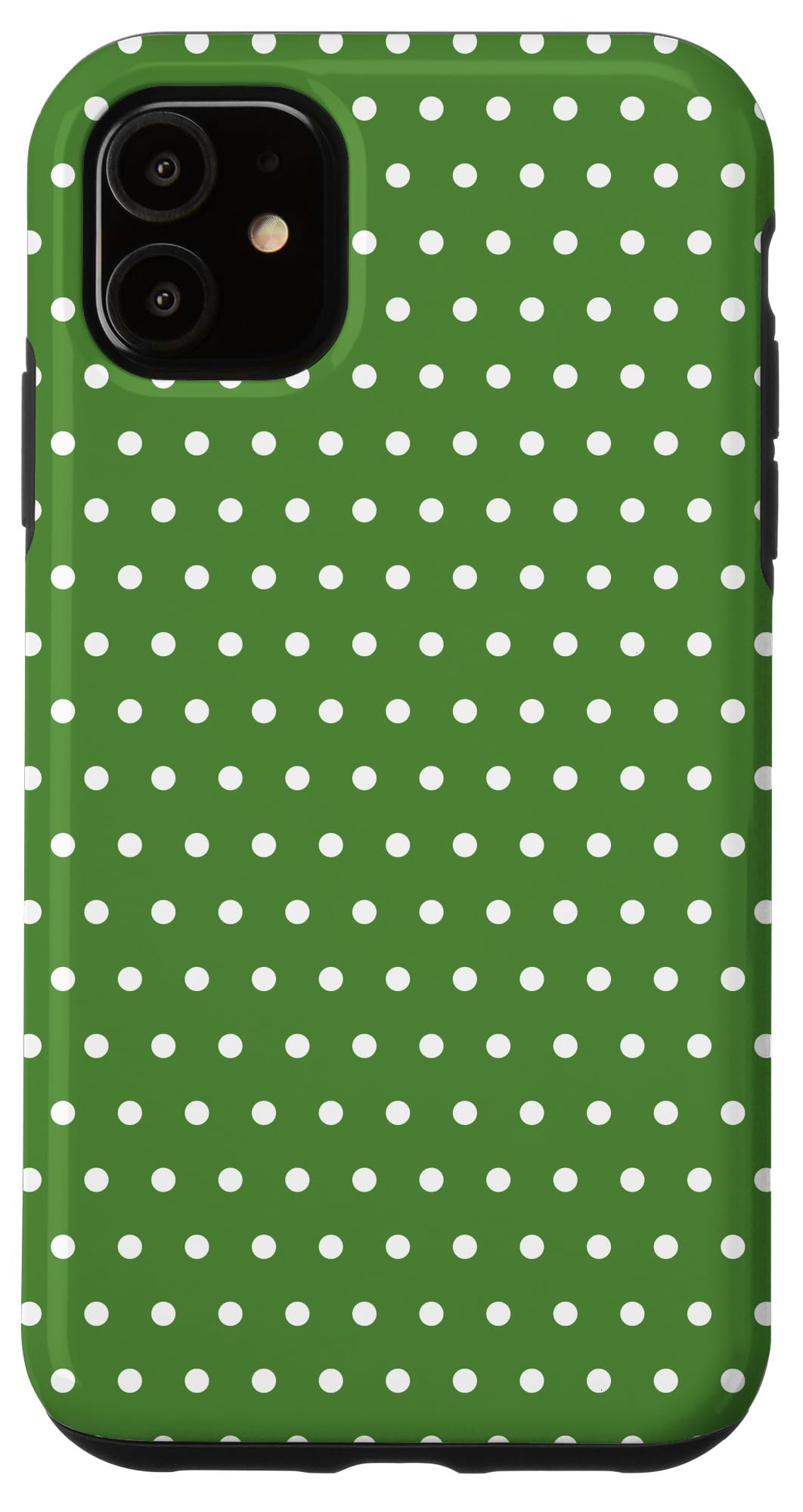 iPhone 11 Case - Grass Green & White Polka Dots Protective Cover | Slim Fit, Shockproof, Scratch Resistant | Perfect for Everyday Use, Travel, and Outdoor Activities