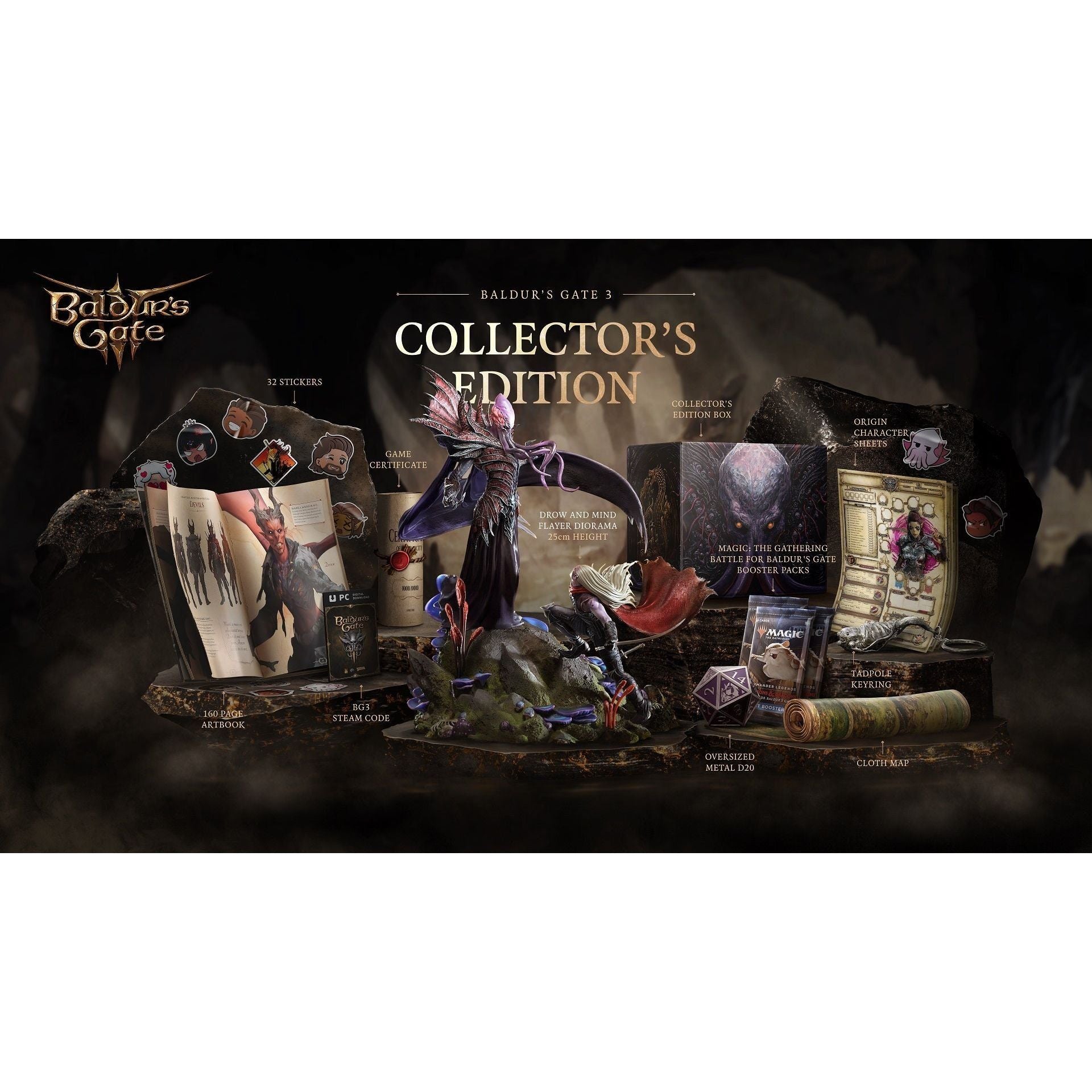 Baldur's Gate 3 Collector's Edition - Exclusive Collectibles, Art Book & Steelbook Case (No Game Included) - Perfect for RPG Fans & Fantasy Collectors