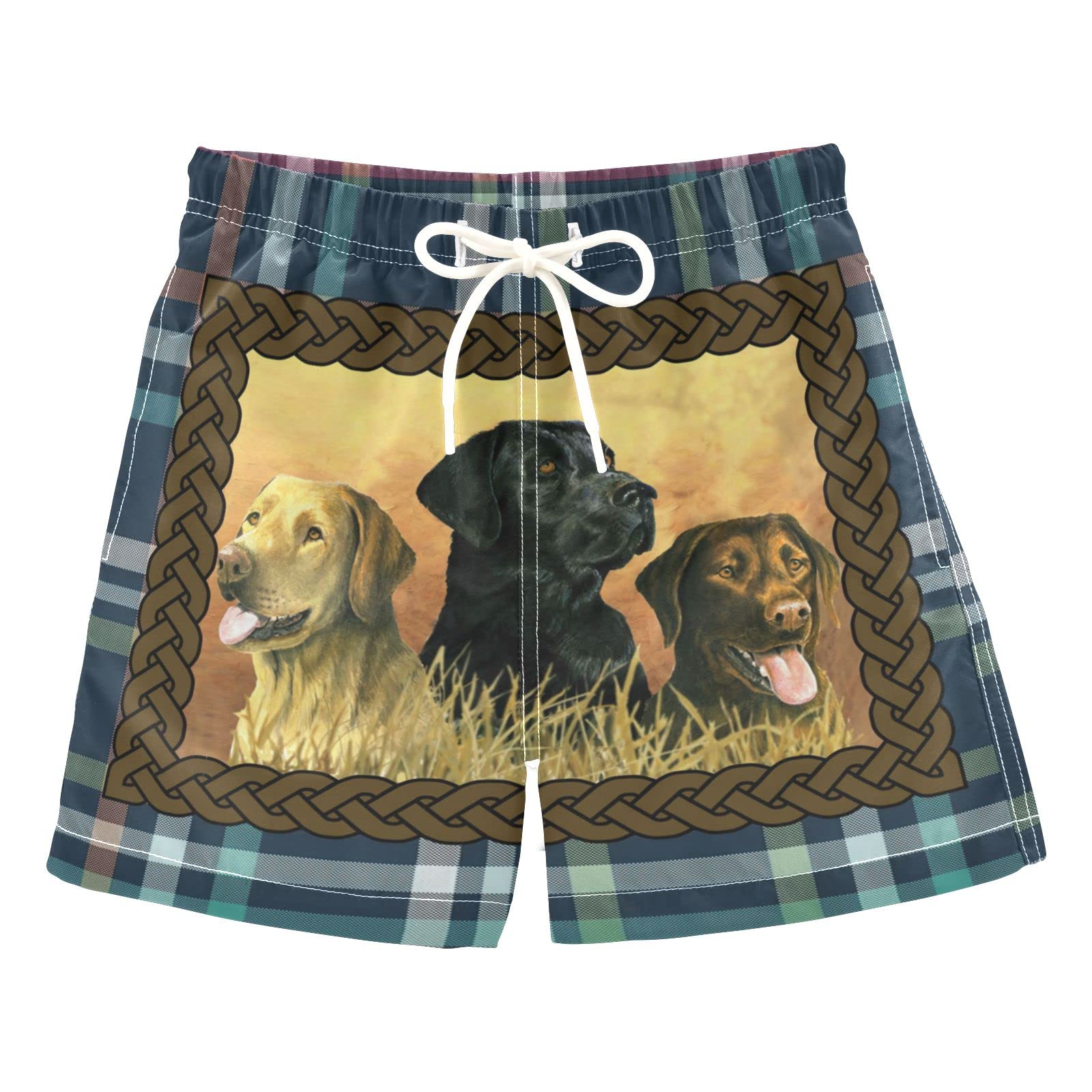 AMICHIC Boys Labrador Retriever Dog Swim Trunks - Quick Dry Board Shorts for Beach, Surf & Pool - Hawaii Vacation Swimwear Essentials for Summer Water Activities