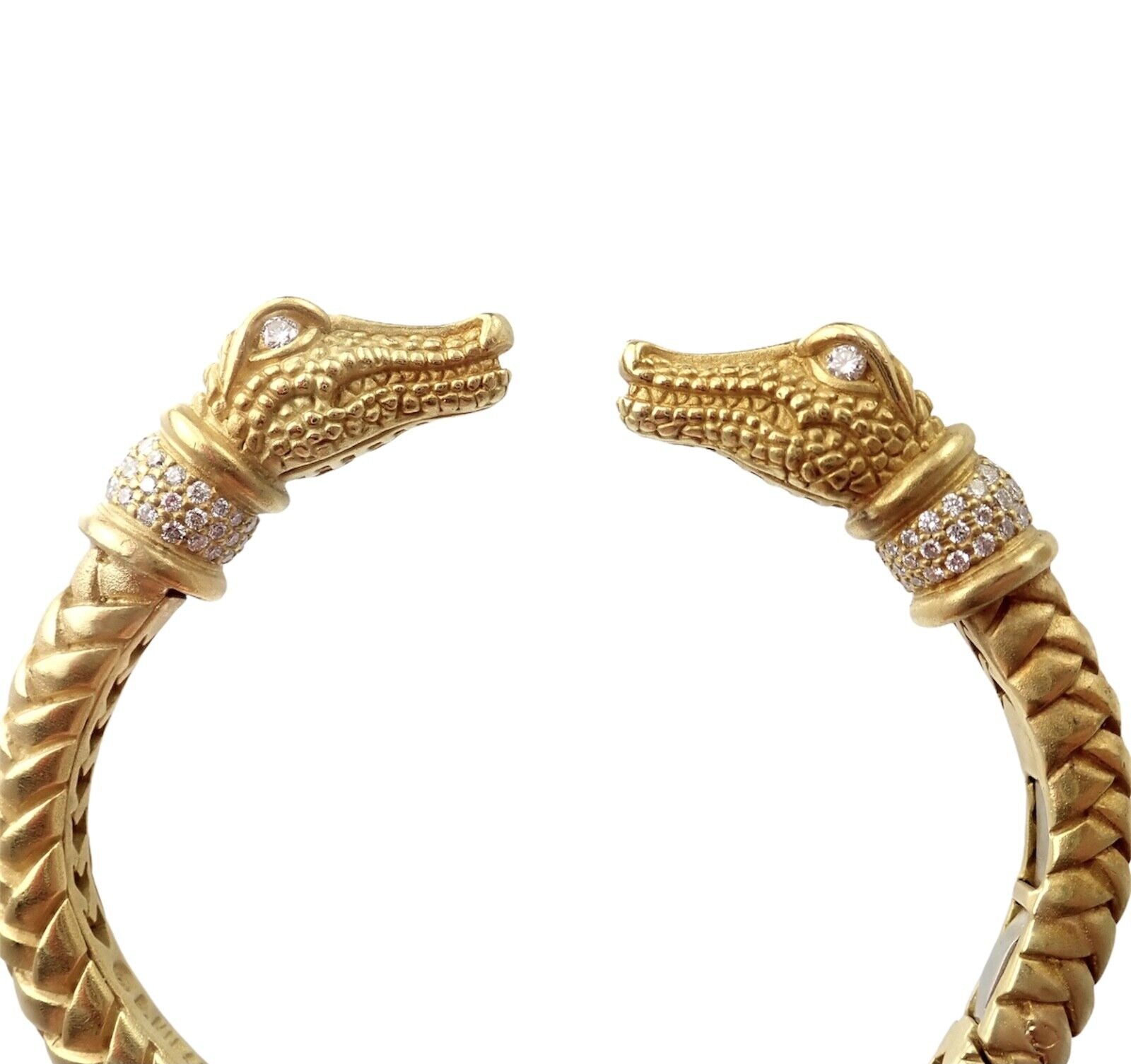 Authentic Kieselstein Cord 18k Yellow Gold Diamond Alligator Head Bracelet - Luxury Jewelry for Women, Perfect Gift for Anniversary & Special Occasions
