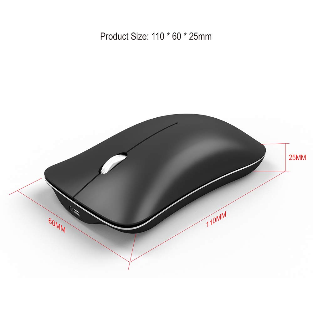 Wireless Bluetooth 4.0 Dual Mode Mouse with Nano USB Receiver - Rechargeable Ergonomic Computer Mouse for PC, Laptop, Android - Perfect for Office Work, Gaming & Travel (Silver)