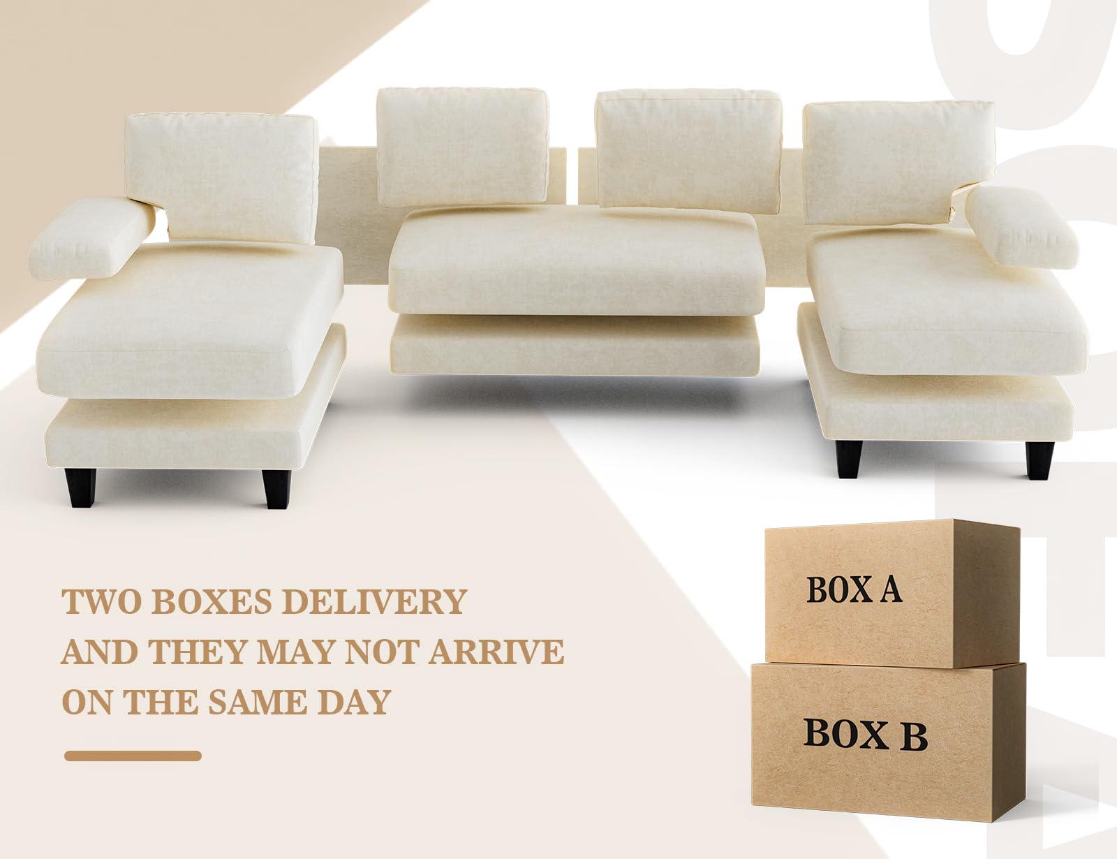 Txtin's 111 Inch U-Shaped Sectional Sofa with Double Chaise - Modular Living Room Couch in Warm White for Apartments & Homes | Perfect for Family Gatherings, Movie Nights & Lounge Relaxation