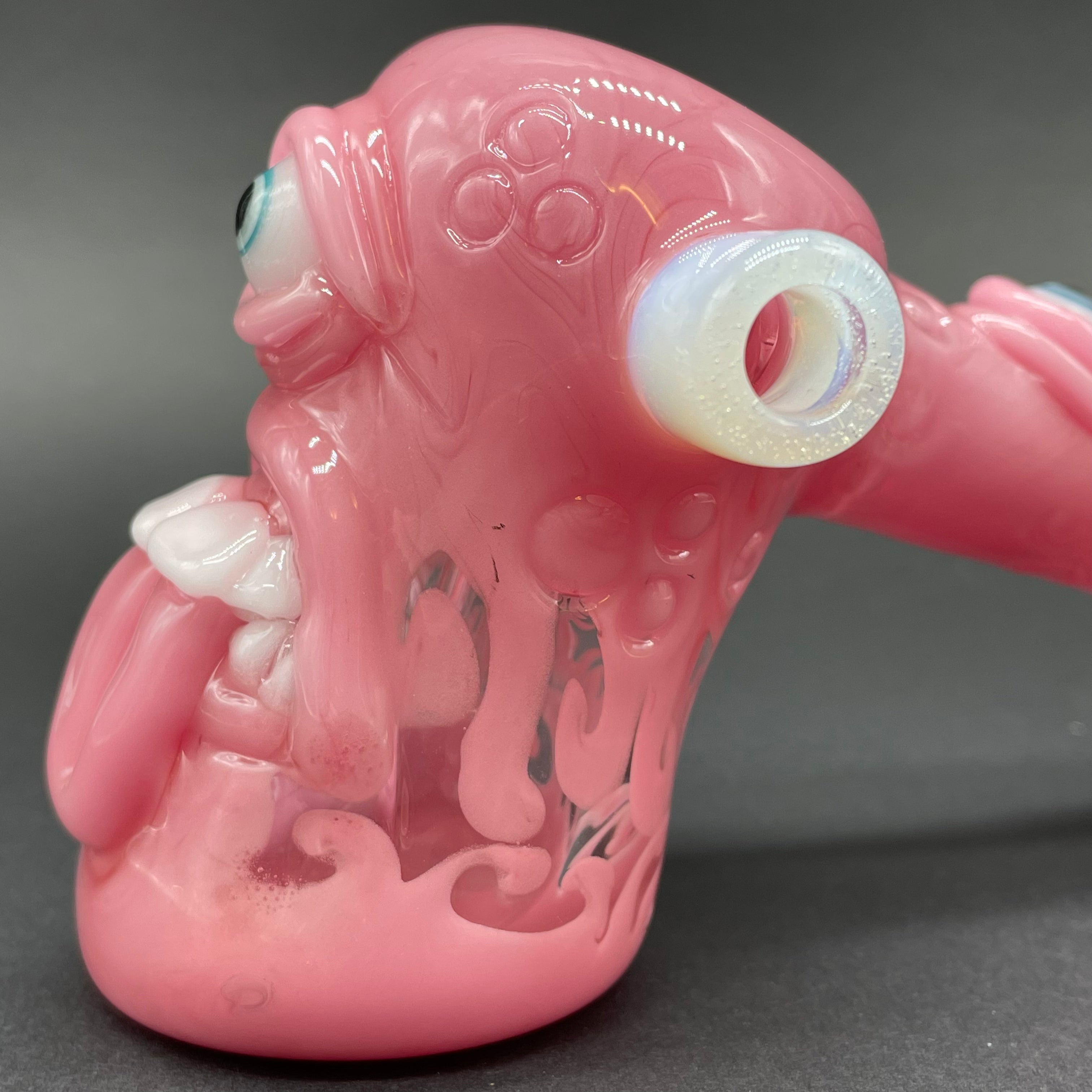 Pink Evil Eye Bubbler Glass Pipe - Handmade Smoking Accessory for Herbal Use | Perfect for Relaxation, Meditation & Spiritual Rituals