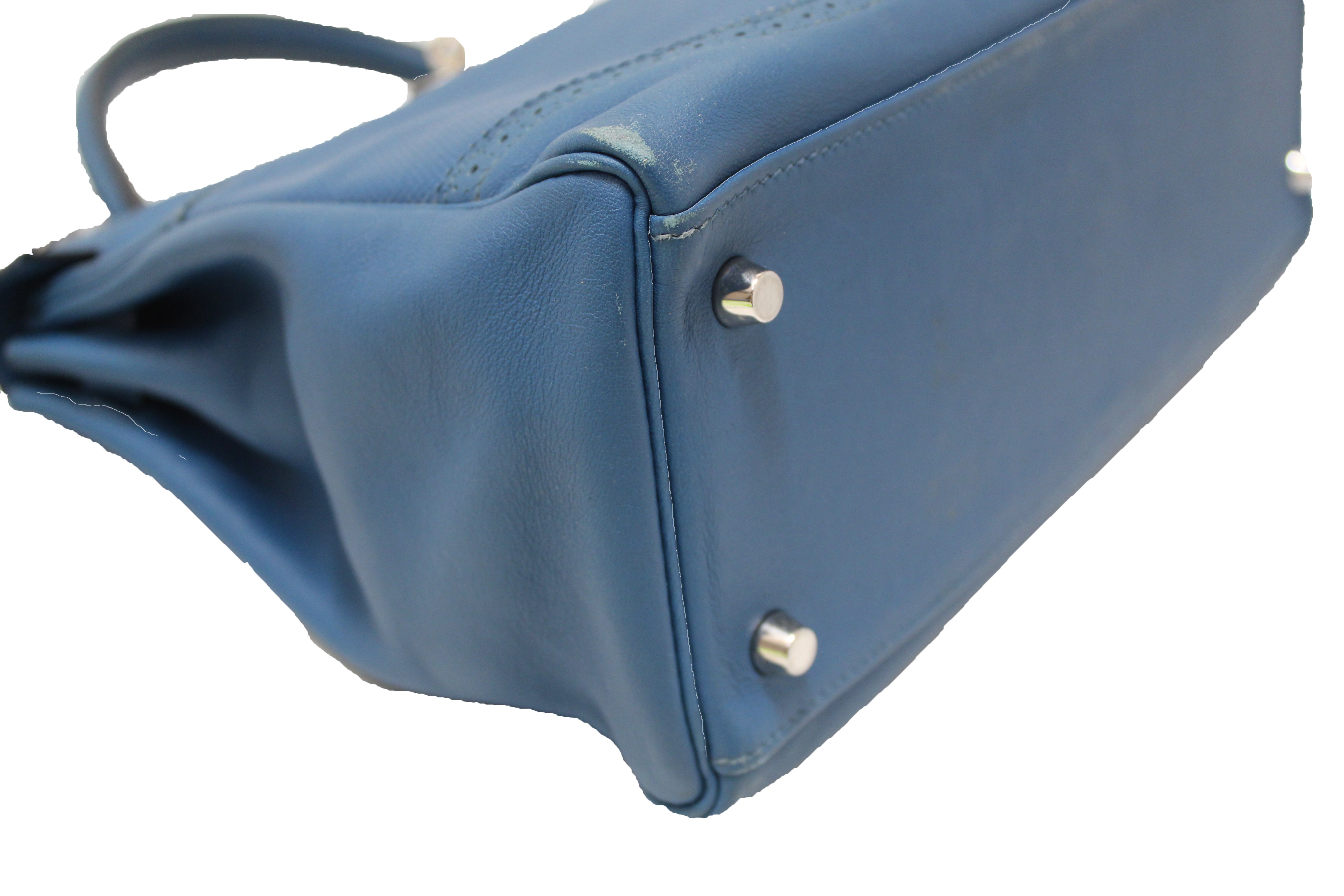 Authentic Hermes Bleu Colvert Leather Kelly 28 Lace Bag - Luxury Handbag for Women, Perfect for Parties, Weddings & Special Occasions