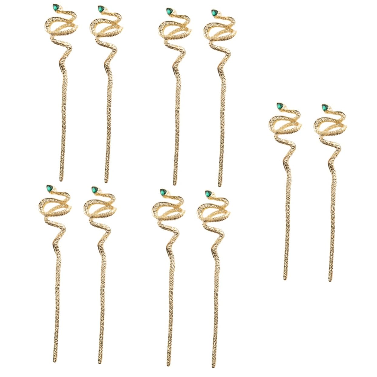 Vintage Snake Hair Sticks - 10PCS Chinese Japanese Hairpin for Women, Zinc Alloy Gem Hair Accessories for Buns & Updos - Elegant Hair Chopsticks for Weddings, Cosplay & Traditional Styling
