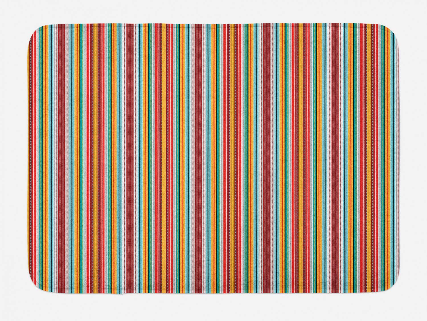 Ambesonne Bohemian Stripe Bath Mat - Non-Slip Plush Bathroom Rug with Tribal Pattern, 30.2 x 20 Inches, Multicolor for Boho Chic Home Decor | Perfect for Bathroom, Vanity & Spa Style Interiors