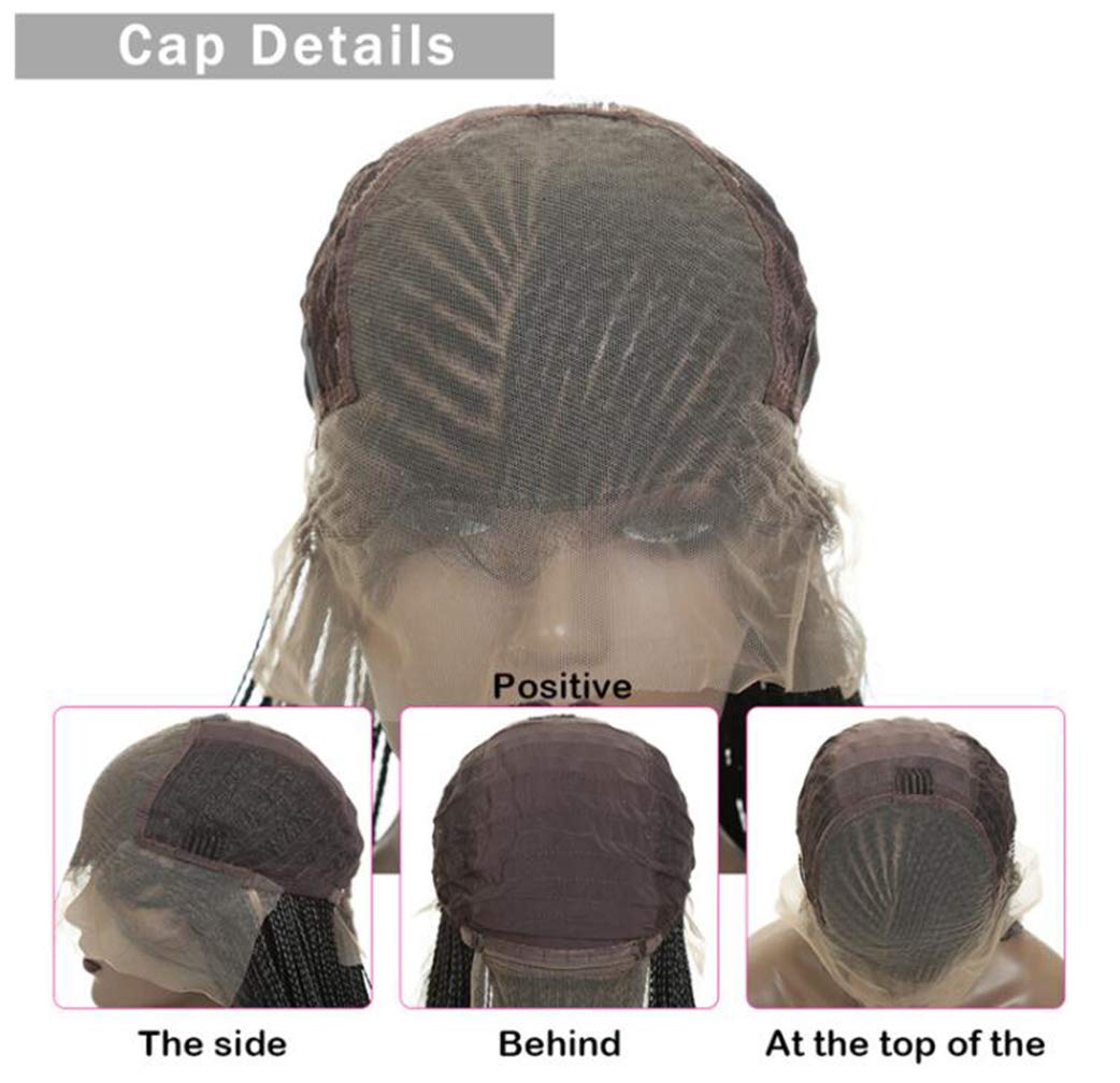 Extra Long 32inch Braided Box Braids Wigs for Black Women - 13x4 Lace Front Synthetic Hair Wig with Baby Hair & Hand-Tied Locs - Lightweight Micro Braid Crochet Wig (Natural Black, 80cm) for Daily Wear, Parties & Protective Hairstyles