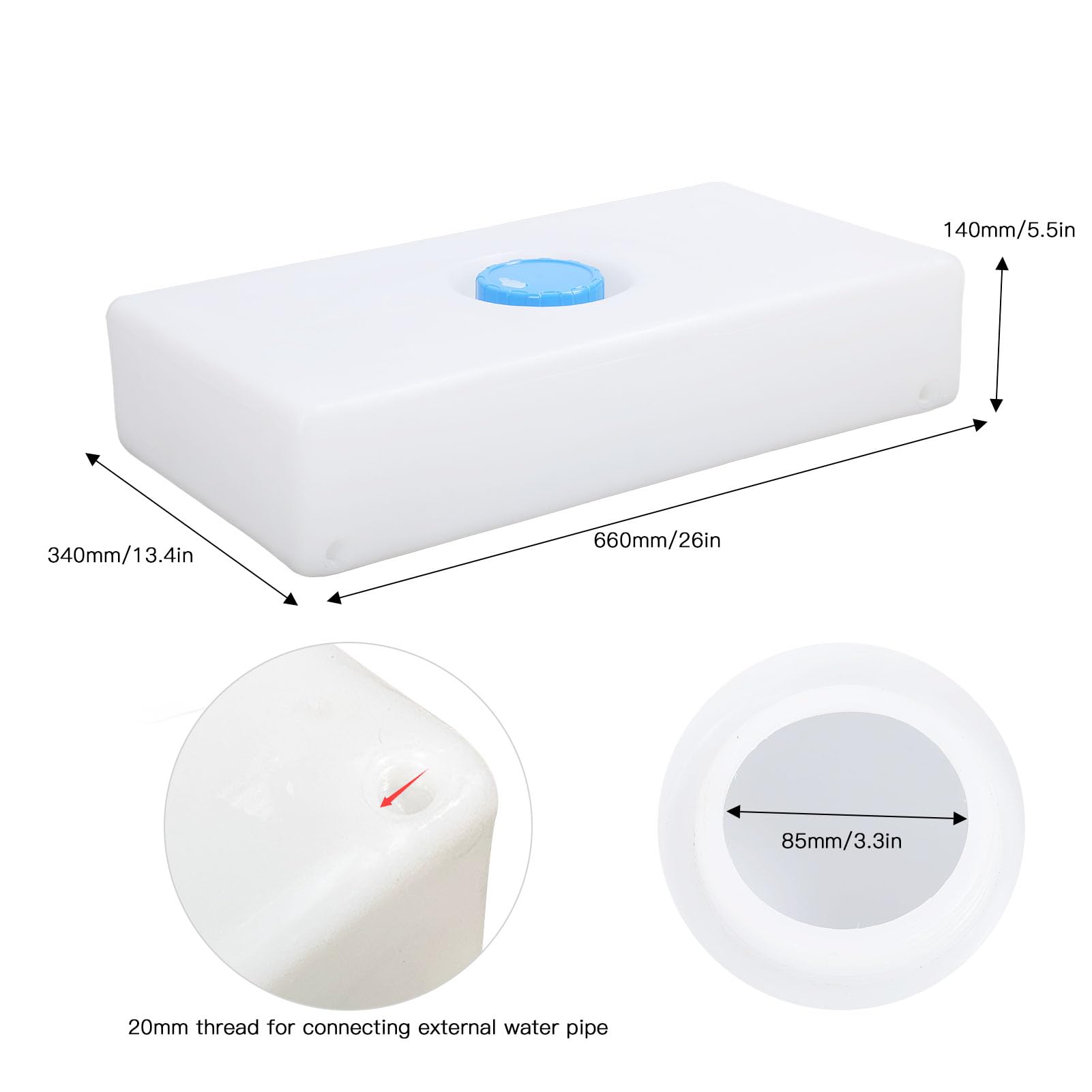 8 Gallon RV Water Holding Tank - Leakproof Fresh & Gray Water Storage with 85mm Inlet - Durable LLDPE for Trailers, Yachts, Boats - Perfect for Camping, Road Trips & Marine Use