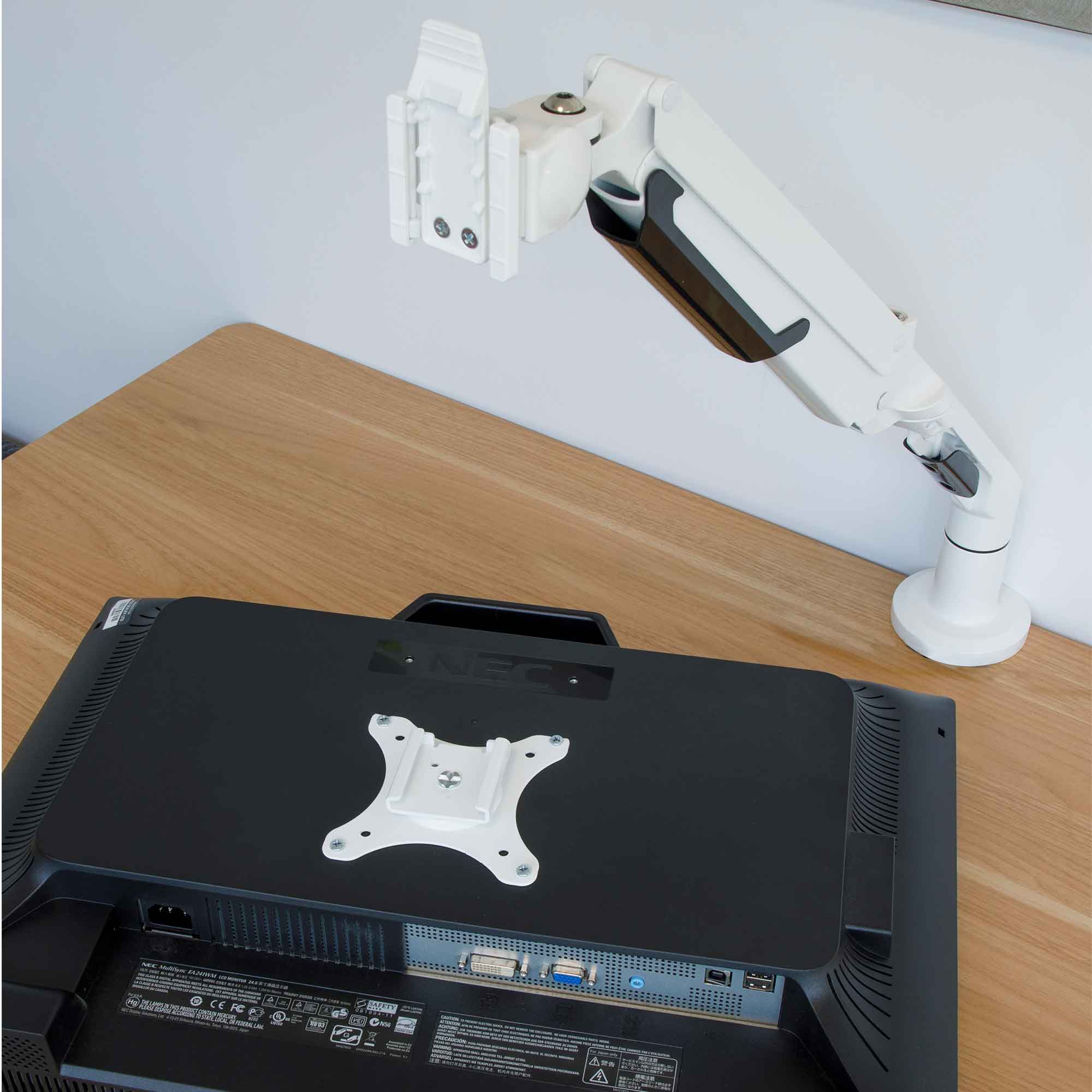 Adjustable Single Monitor Arm - Rotating Ergonomic Stand for 17-36 Inch Screens, 12kg Load Capacity, White (DH26) - Perfect for Home Office, Gaming & Workspace Setup