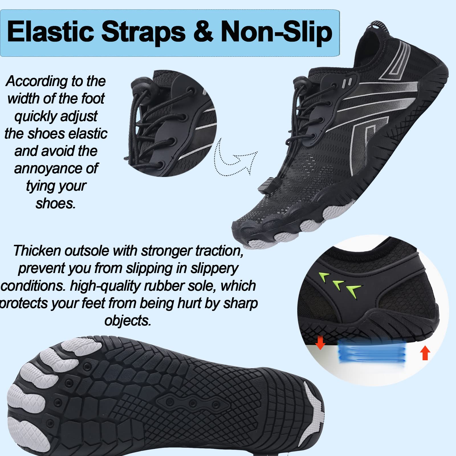 **Men's & Women's Quick-Dry Water Shoes - Barefoot Beach Swim Shoes for Surfing, Diving, Pool & Aqua Activities**    **Use Cases:** Perfect for beach trips, water sports, swimming, kayaking, and outdoor adventures.