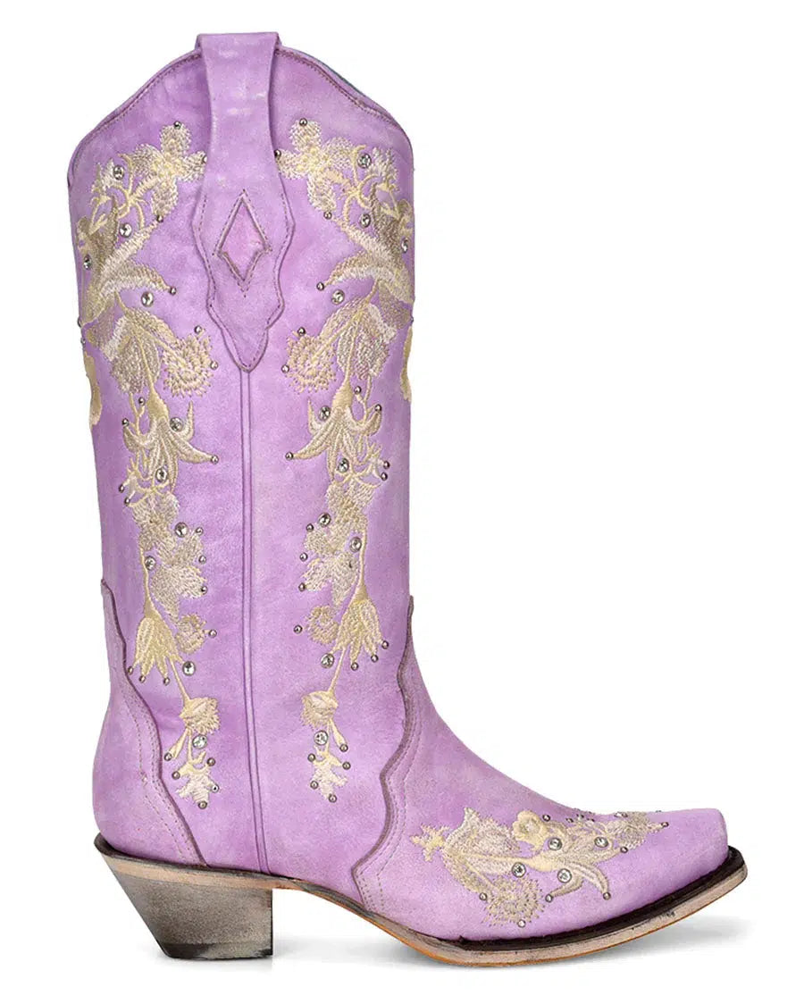A4241 Women's Pink Western Cowgirl Leather Boots - Stylish & Comfortable for Rodeo, Country Dance & Cowgirl Fashion