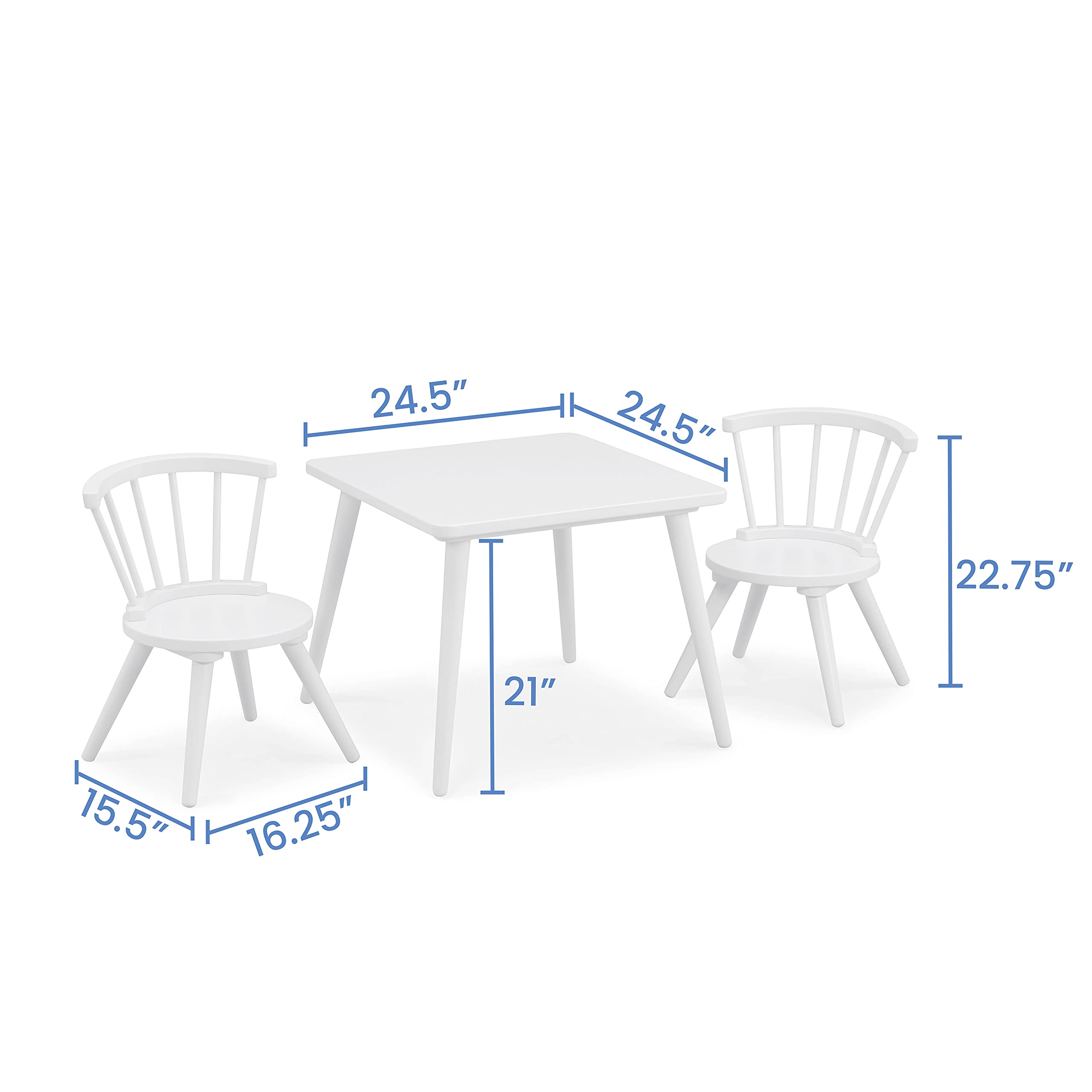 Delta Children Windsor 2-Piece Chair Set in Bianca White - Perfect for Kids Bedroom, Playroom, and Nursery Furniture