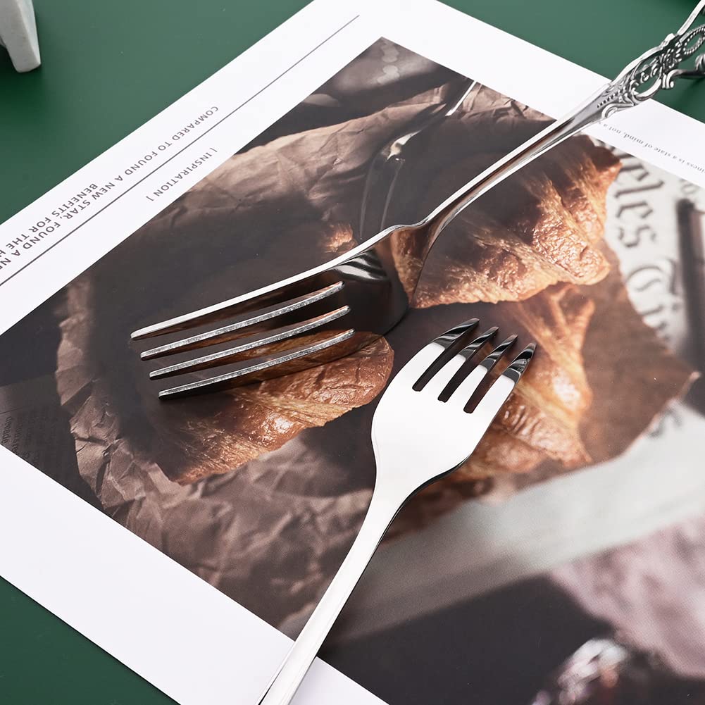 Premium 8.3 Inch Stainless Steel Dinner Forks Set of 6 - Mirror Finish Silverware for Home Kitchen & Restaurant Use - Dishwasher Safe - Perfect for Fine Dining, Dinner Parties & Catering Events