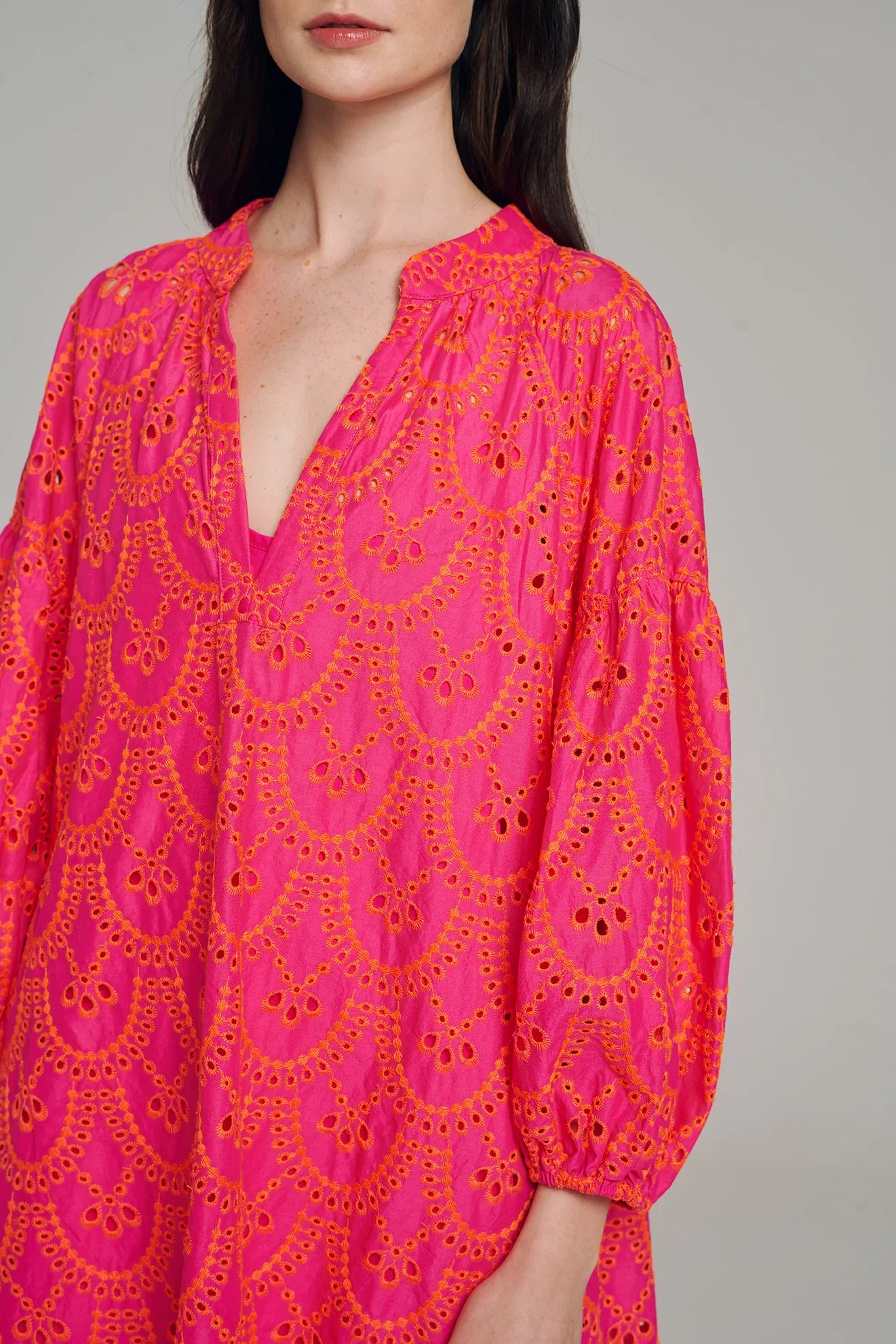 Amorgos Women's Fuchsia & Orange Floral Summer Dress - Perfect for Beach Vacations, Parties & Casual Outings