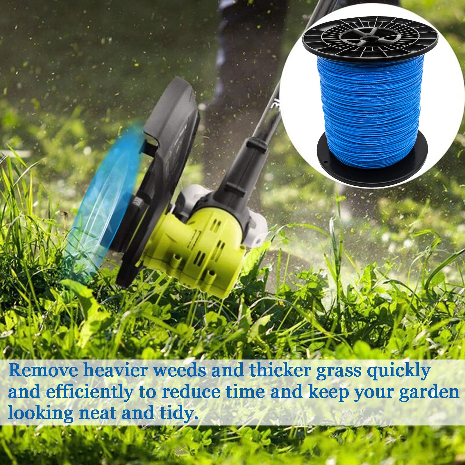 KAKO 065 Round Weed Wacker String Trimmer Line - .065-Inch x 3000 ft Commercial Grade Replacement String for Weed Eaters & Trimmers - Fits Most Models (Blue) - Perfect for Lawn Care, Yard Maintenance & Professional Landscaping