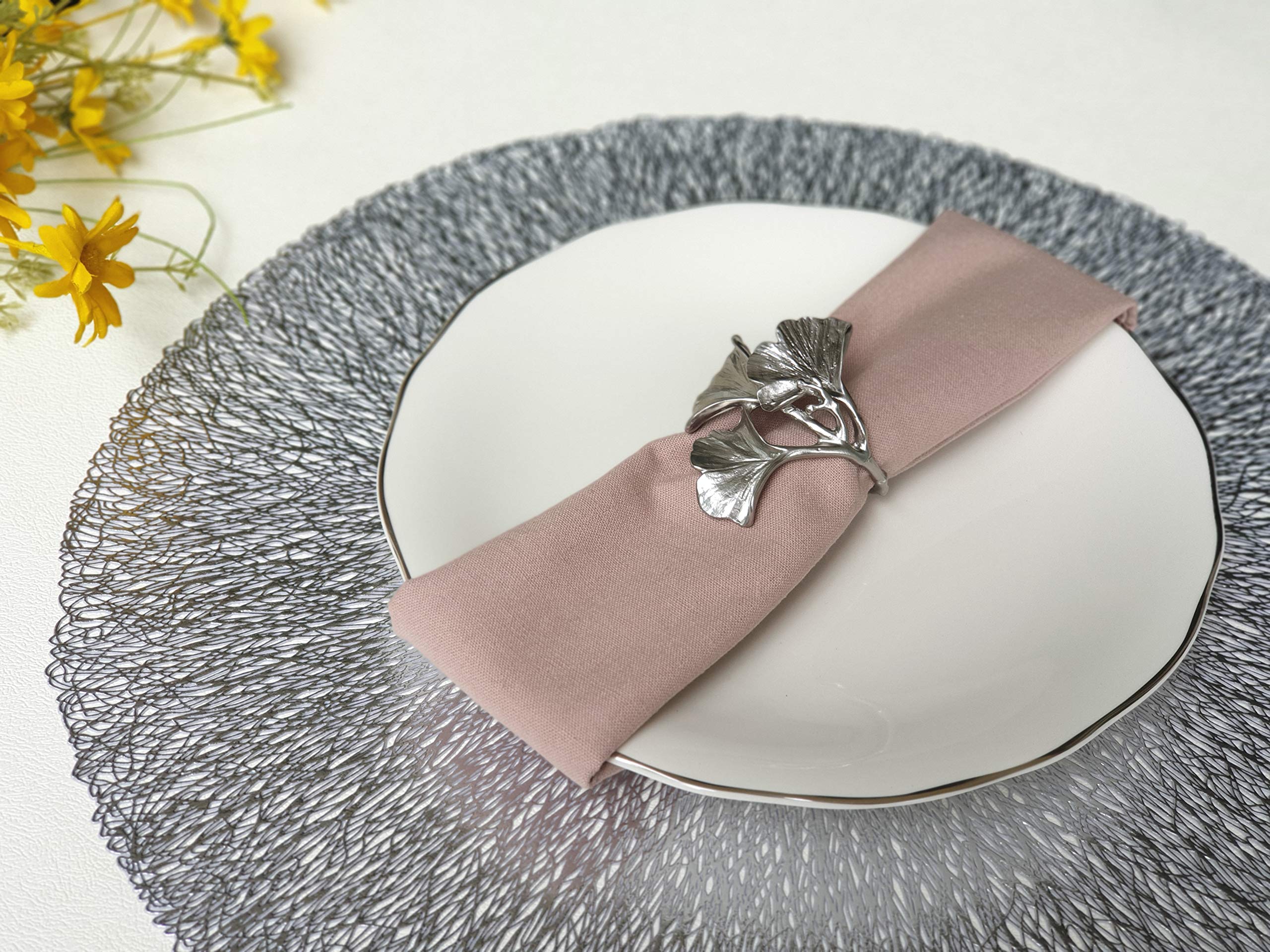 Round Silver Vinyl Placemats Set of 4 - 15 Inch Modern Dining Table Mats for Thanksgiving, Christmas & Housewarming Parties - Waterproof & Easy Clean Place Settings for Everyday Use & Special Occasions