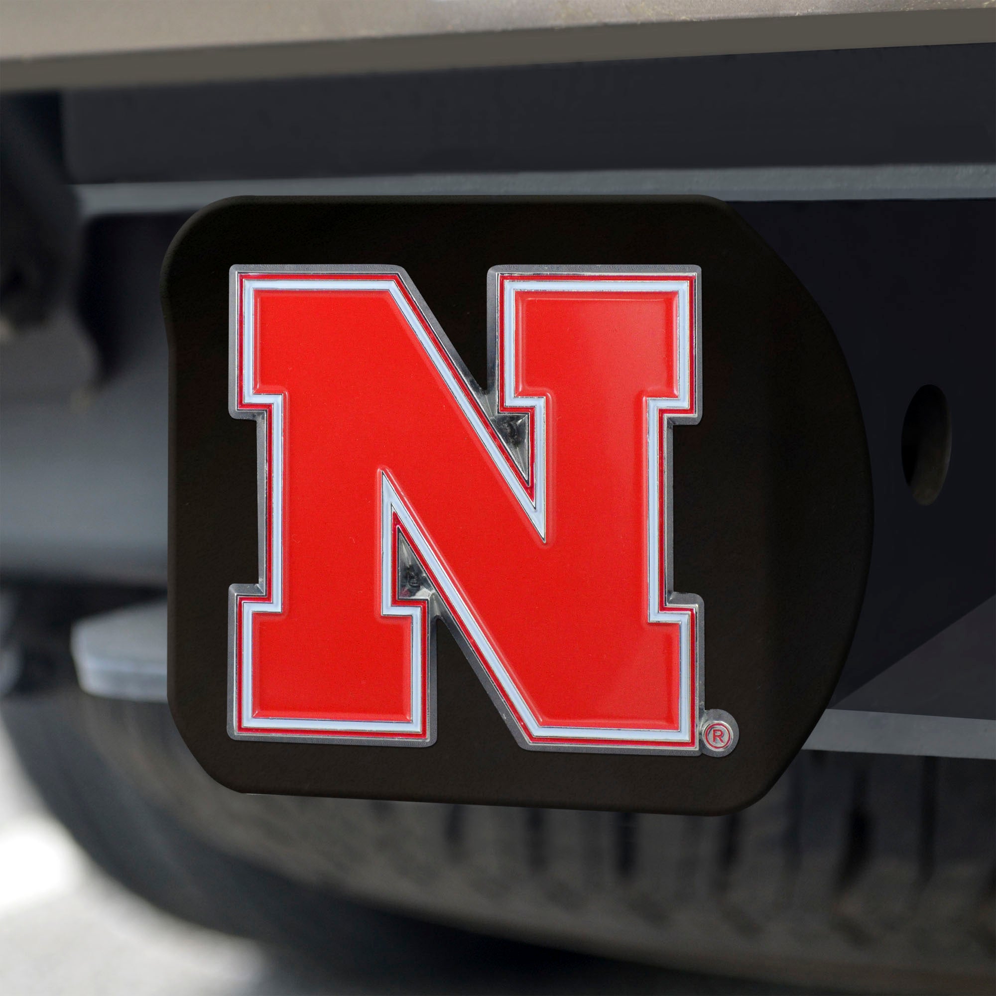 Nebraska Huskers Black Metal Hitch Cover - Durable Truck Accessory for Tailgating & Game Day | Perfect for Pickup Trucks & SUVs