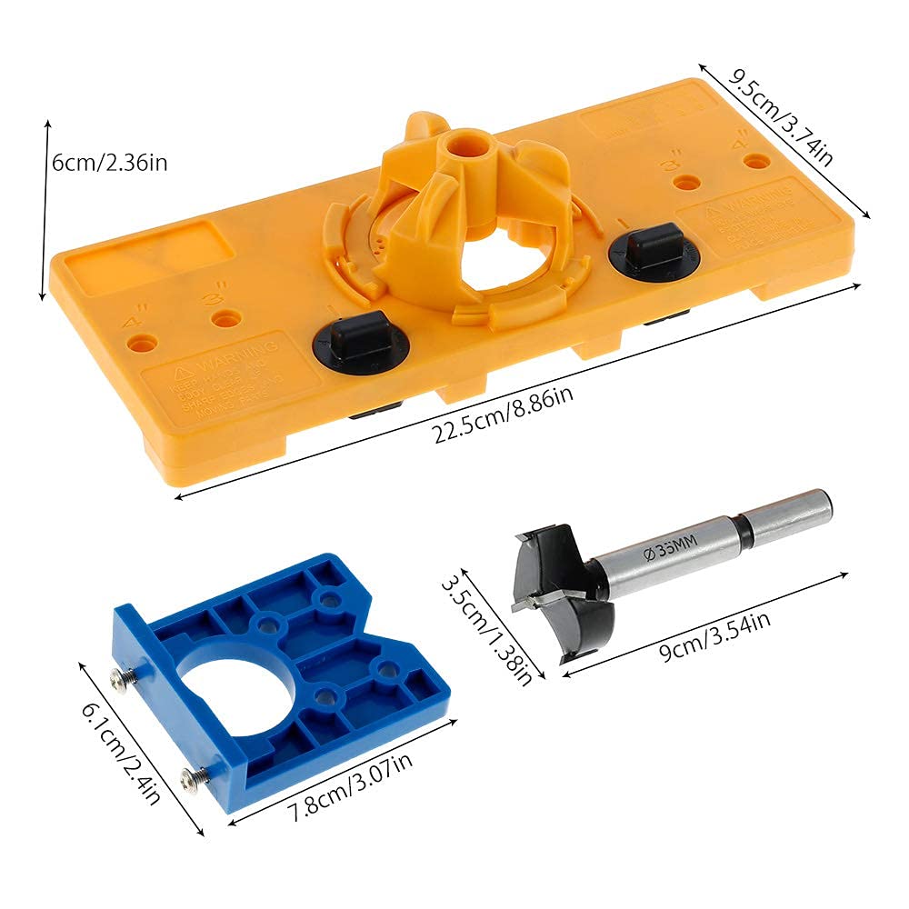 35mm Pocket Hole Jig Kit - Hinge Drill Guide, Hidden Hole Opener, Woodworking Tools for Cabinets & Furniture - Portable DIY Drill Guide for Wood, Metal & Plastic - Perfect for Cabinet Making, Hinge Installation & Home DIY Projects