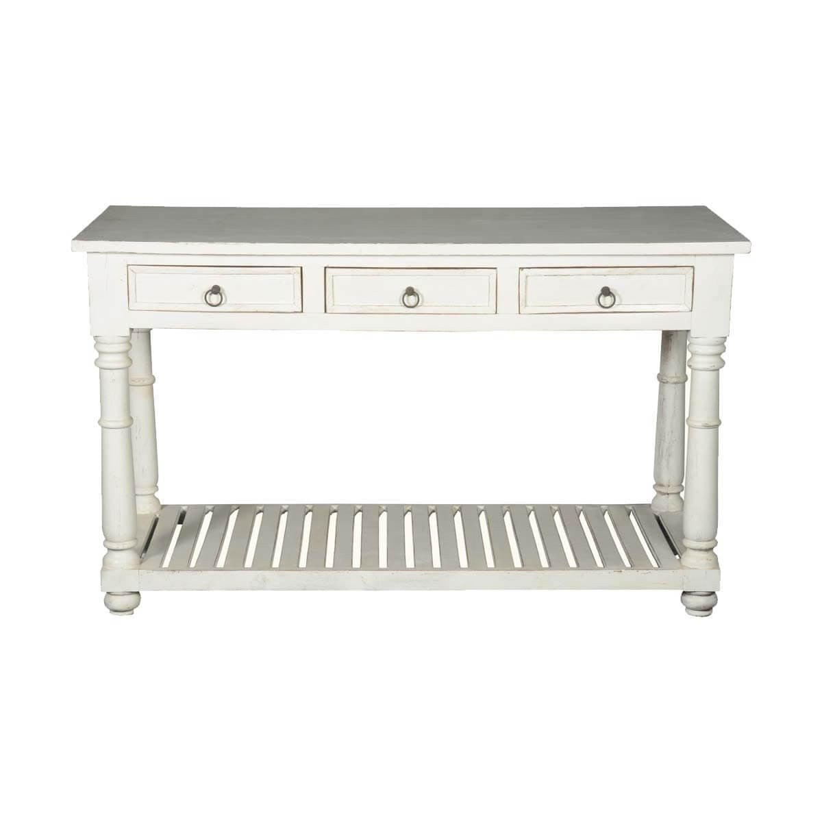 First Snow Solid Wood 59-Inch 3-Drawer Hall Console Table - Entryway Furniture for Foyer, Living Room & Bedroom Organization