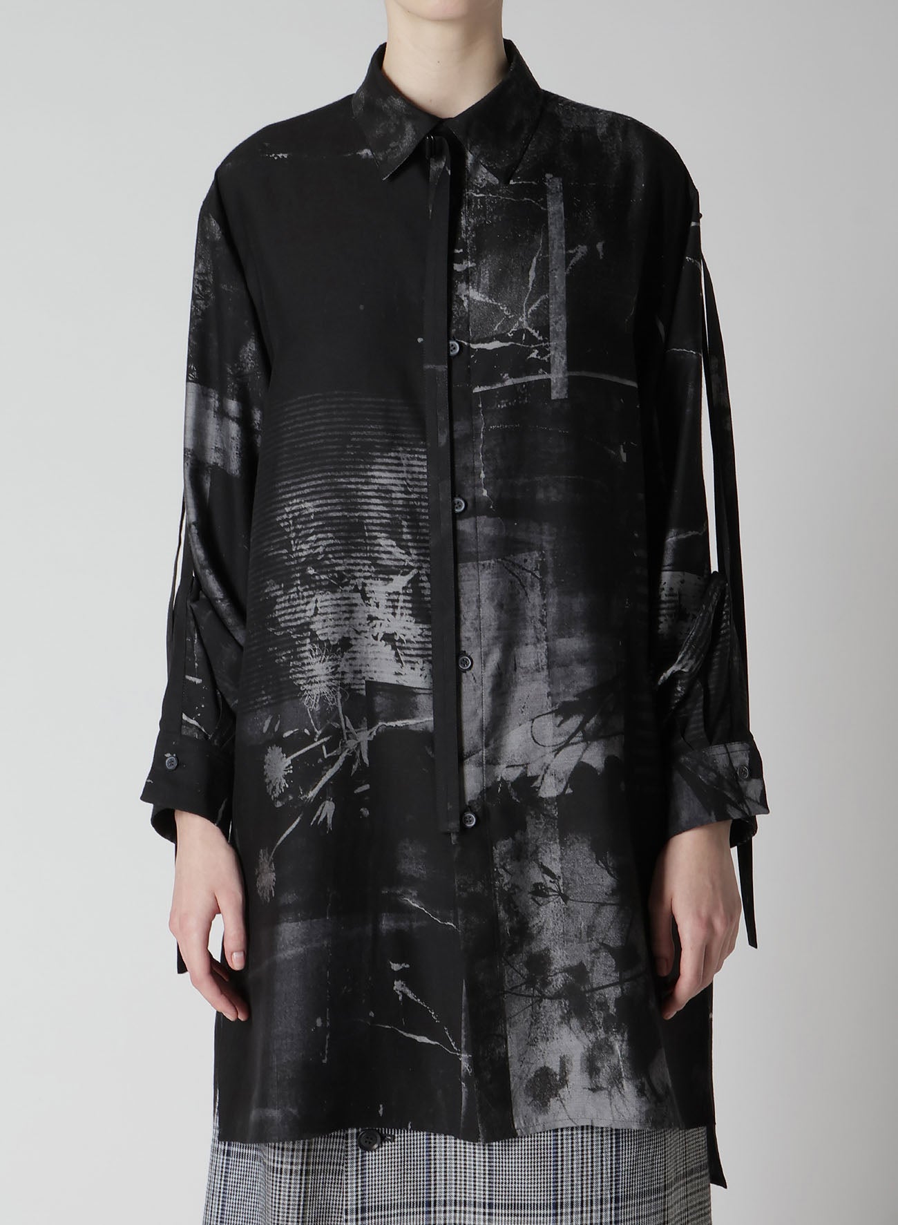Copper Blurry Floral Print Long Sleeve Blouse for Women - Elegant Office Wear & Casual Outfit