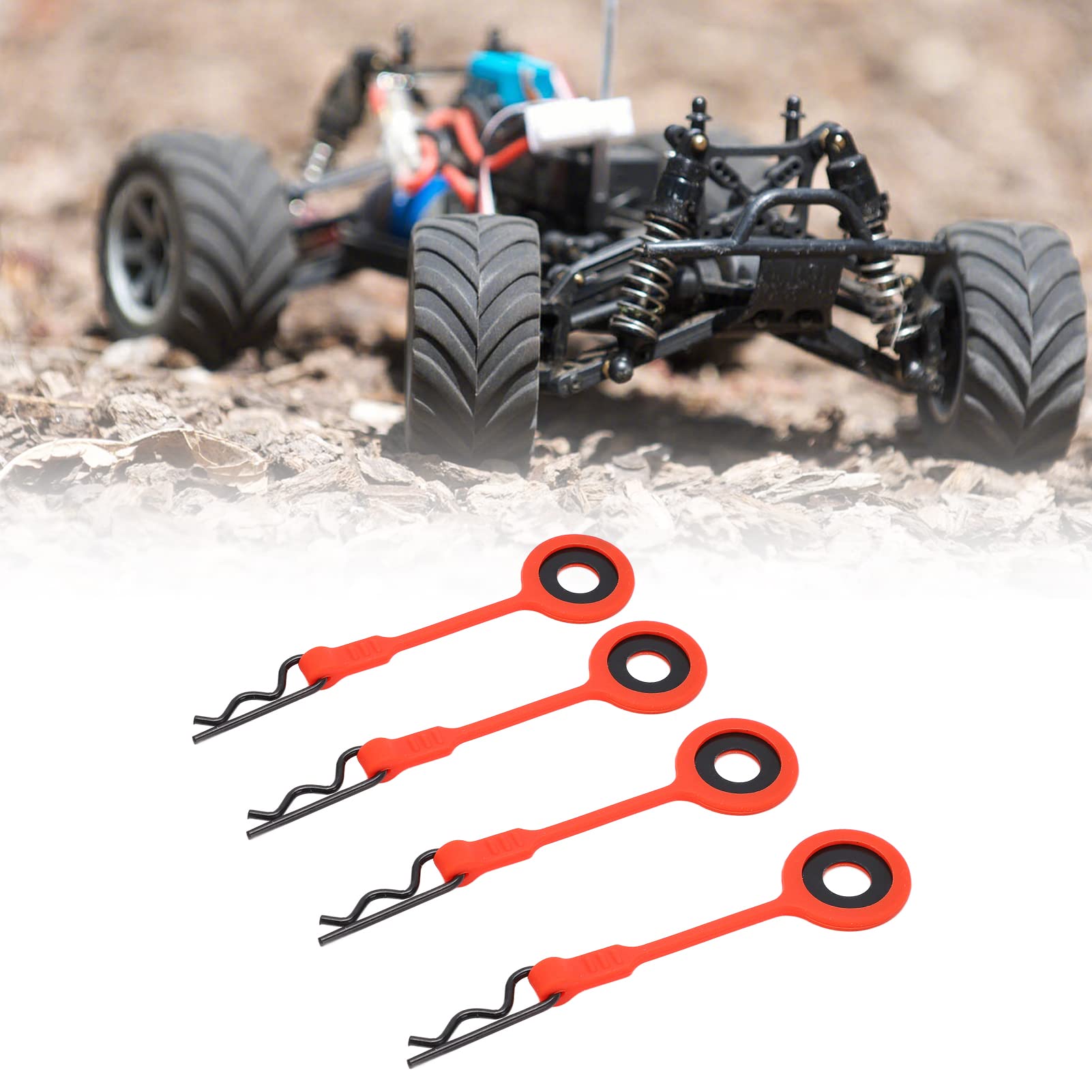 **4pcs 3.1in Universal RC Car Body Clips Pins - Red, Compatible with 1/10 Scale RC Models - Secure Shell Fasteners for Off-Road, Racing & Hobby Use**